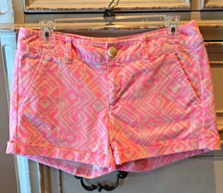American Eagle Outfitters Chino Shorts Geometric Stretch Pockets Sz 6