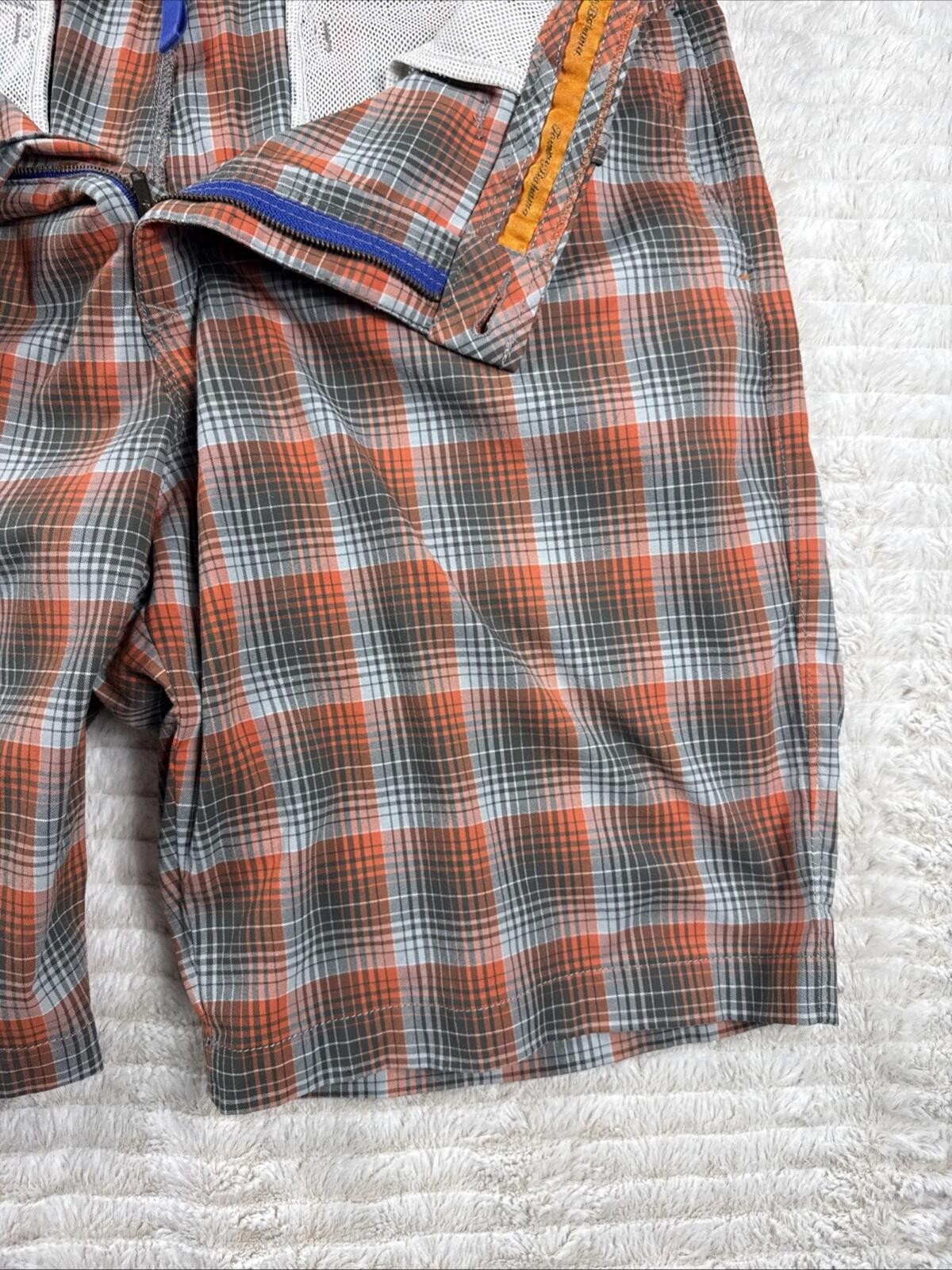 Tommy Bahama Paradise Tech Men Size 39×9” Orange Plaid Performance Shorts Mesh