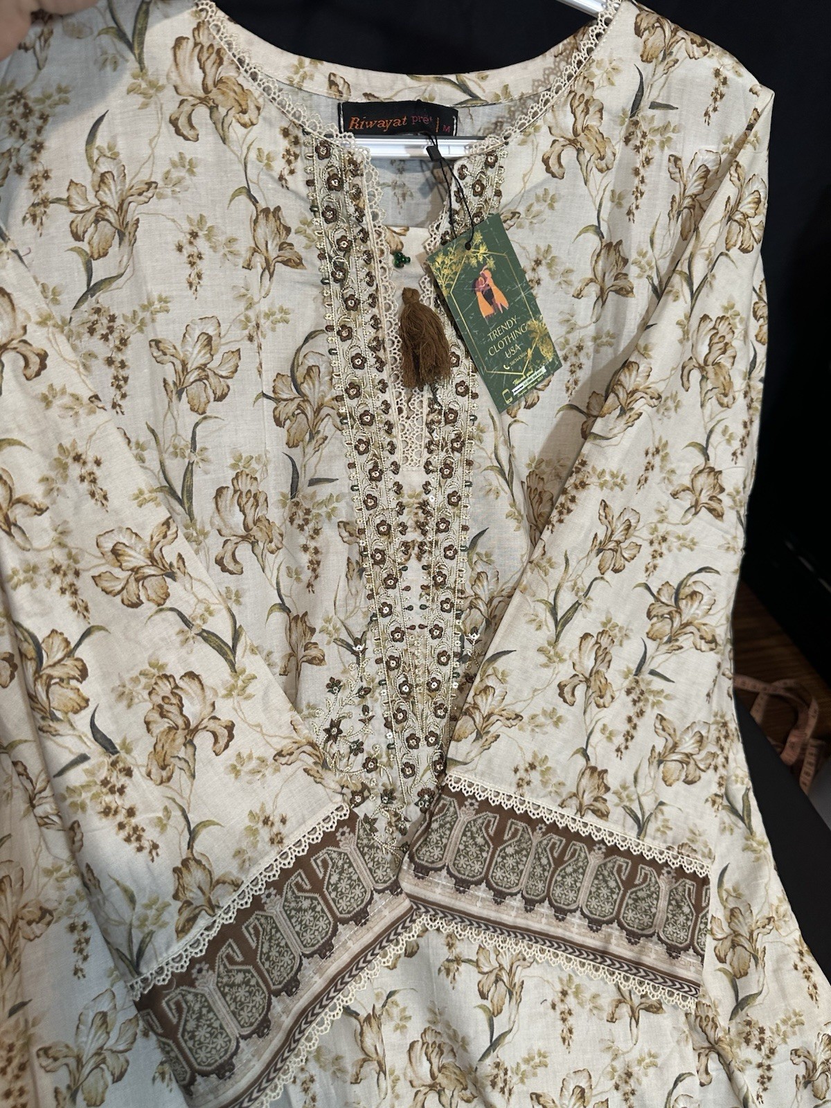 Riwayat Brand Embroidered Lawn/Cotton Shirt / Kurti-1 Pc – Medium & Large -$22