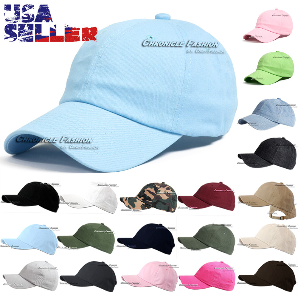 Baseball Cap Low Profile Plain Washed Cotton Hat Adjustable Blank Dad Solid Men