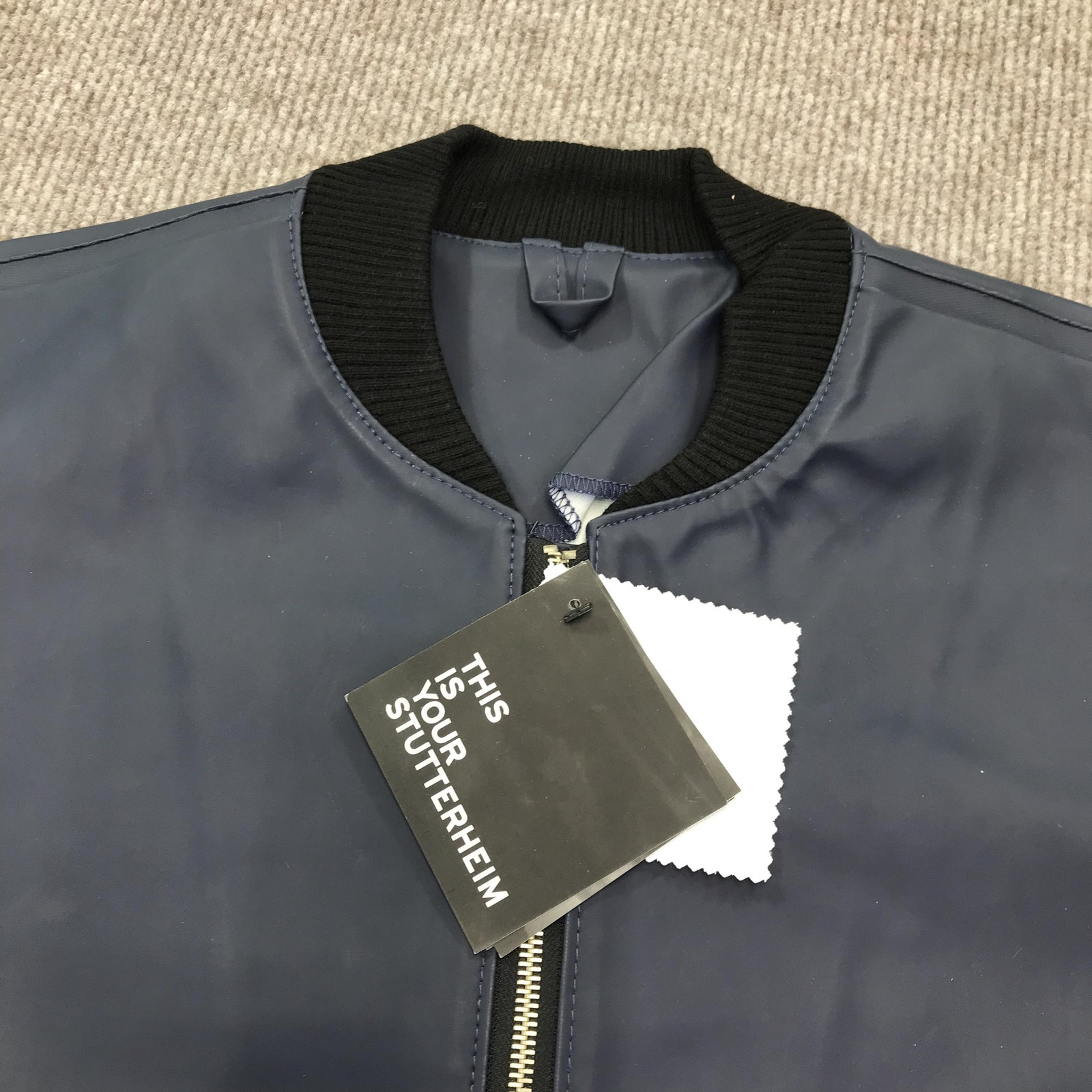 Stutterheim Jacket Mens Medium Navy Blue Bomber Raincoat Waterproof Coat