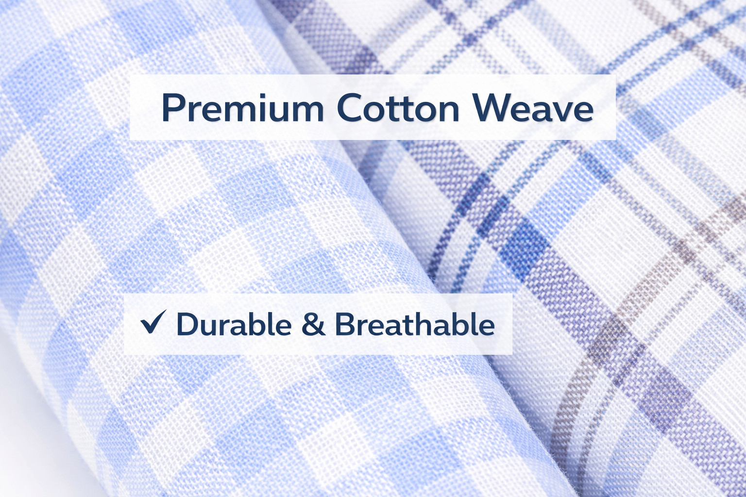 Men’s Cotton Handkerchief Set 3 Pack Blue Plaid Pocket Square Soft Reusable