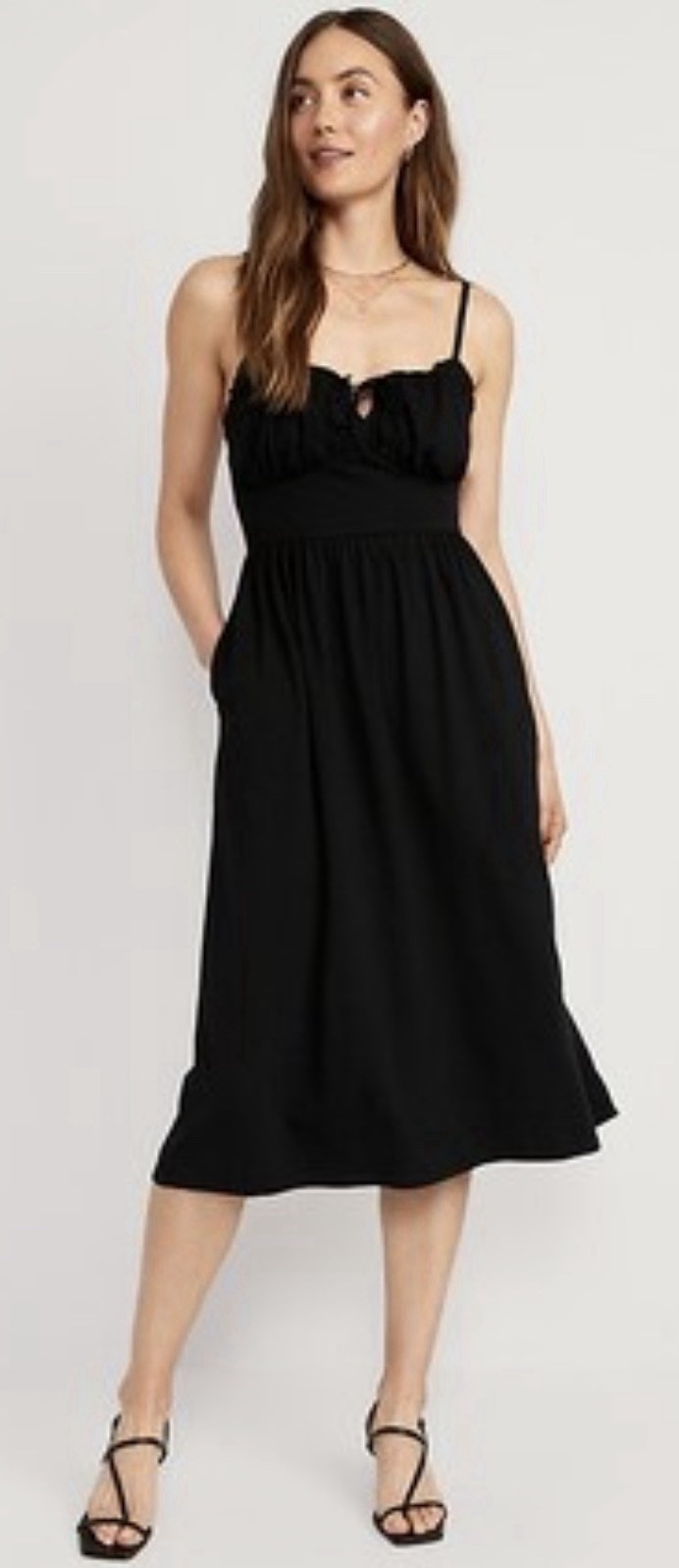 Old Navy Black Smocked Ruffle Sundress Sweetheart Neck Spaghetti Straps S