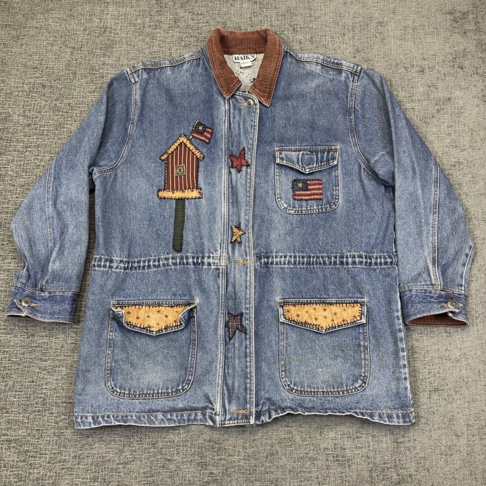 Vintage HAIK’S Shacket Women’s XL Blue Denim Shirt Jacket School Art Teacher
