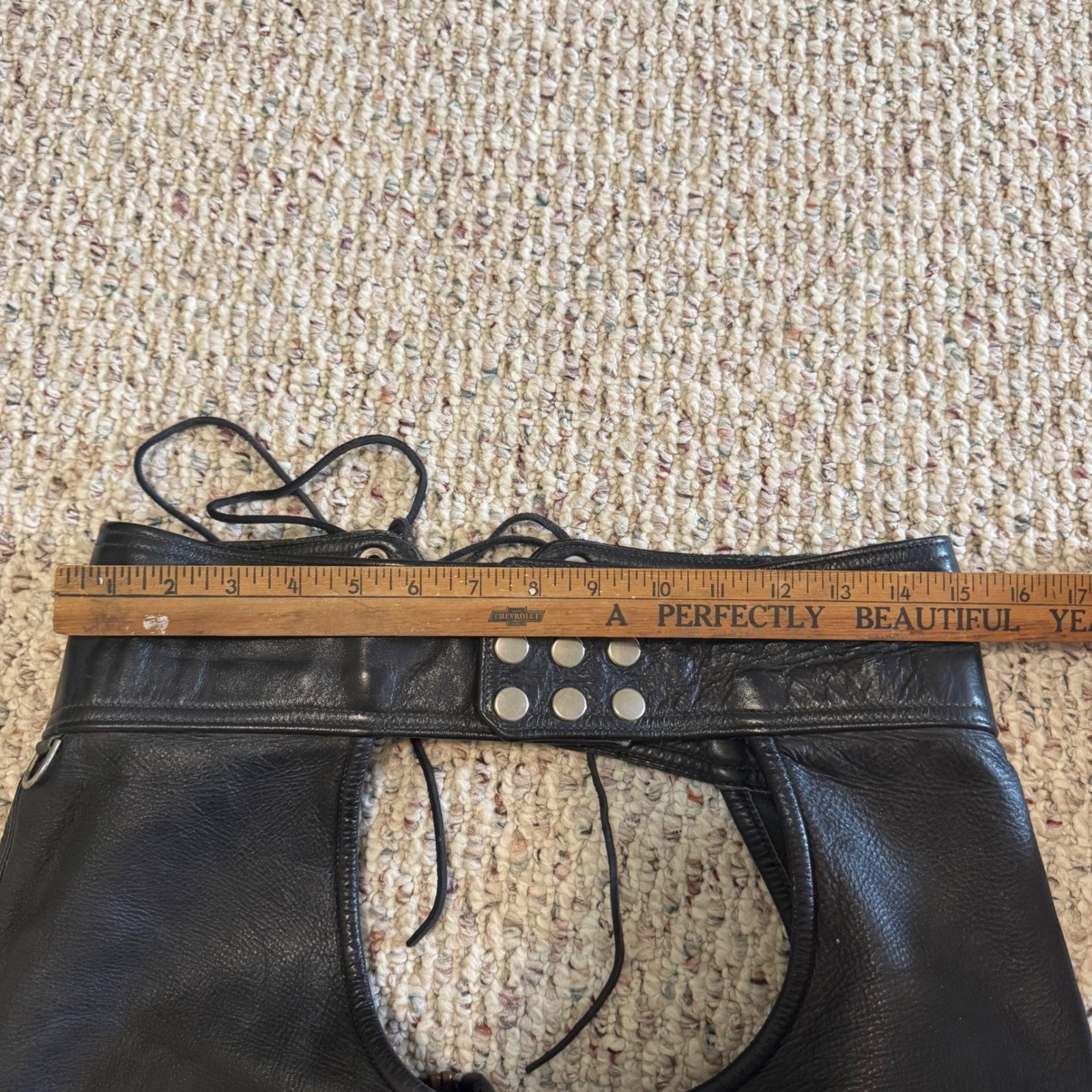 Vintage Image Leather San Francisco Black Leather Motorcycle Chaps Adjustable