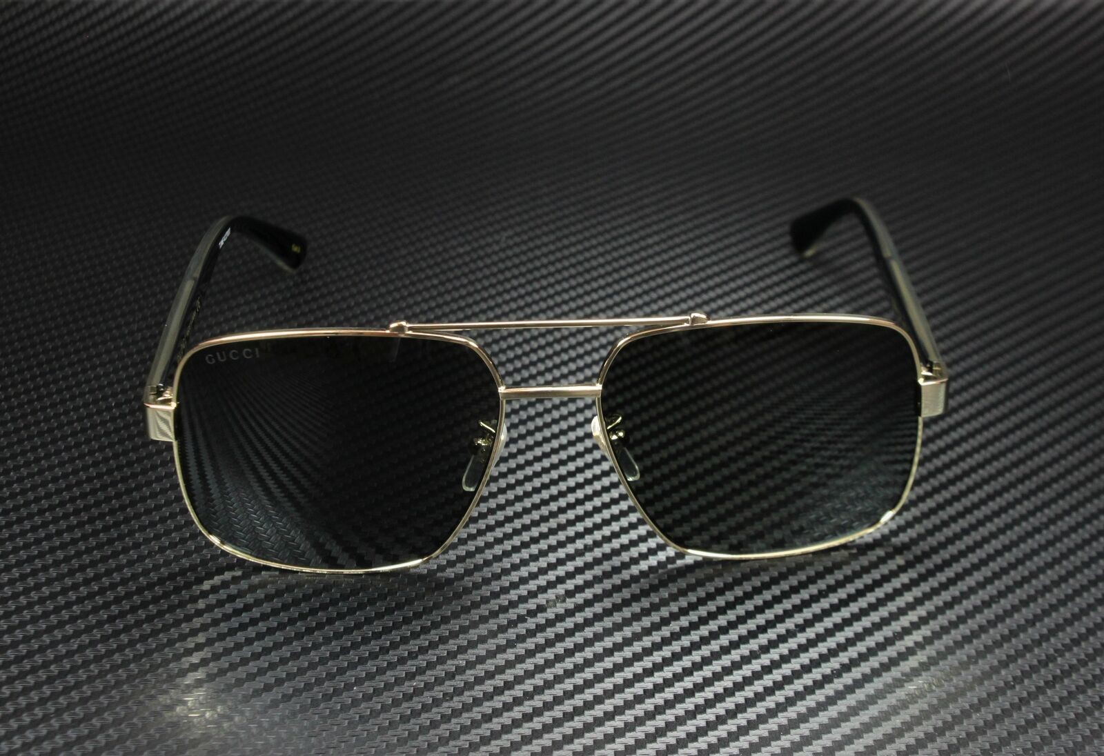 GUCCI GG0529S 001 Gold Square Rectangle Men’s Sunglasses 60 mm