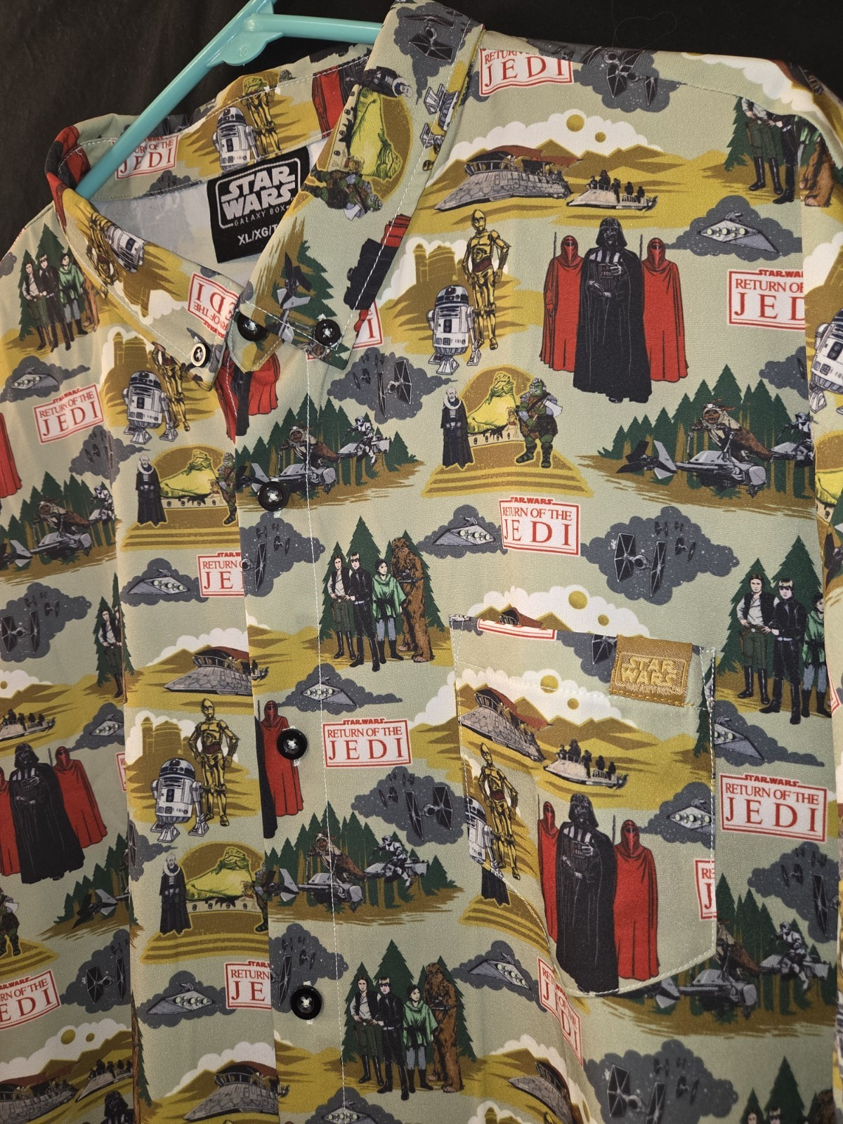 Star Wars Galaxy Box Return Of The Jedi Button-Up Darth Vader Han Solo Mens XL