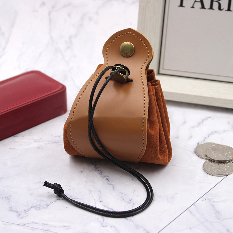 PU Leather Medieval Drawstring Waist Bag Hangable Belt Coin Purse Cosplay