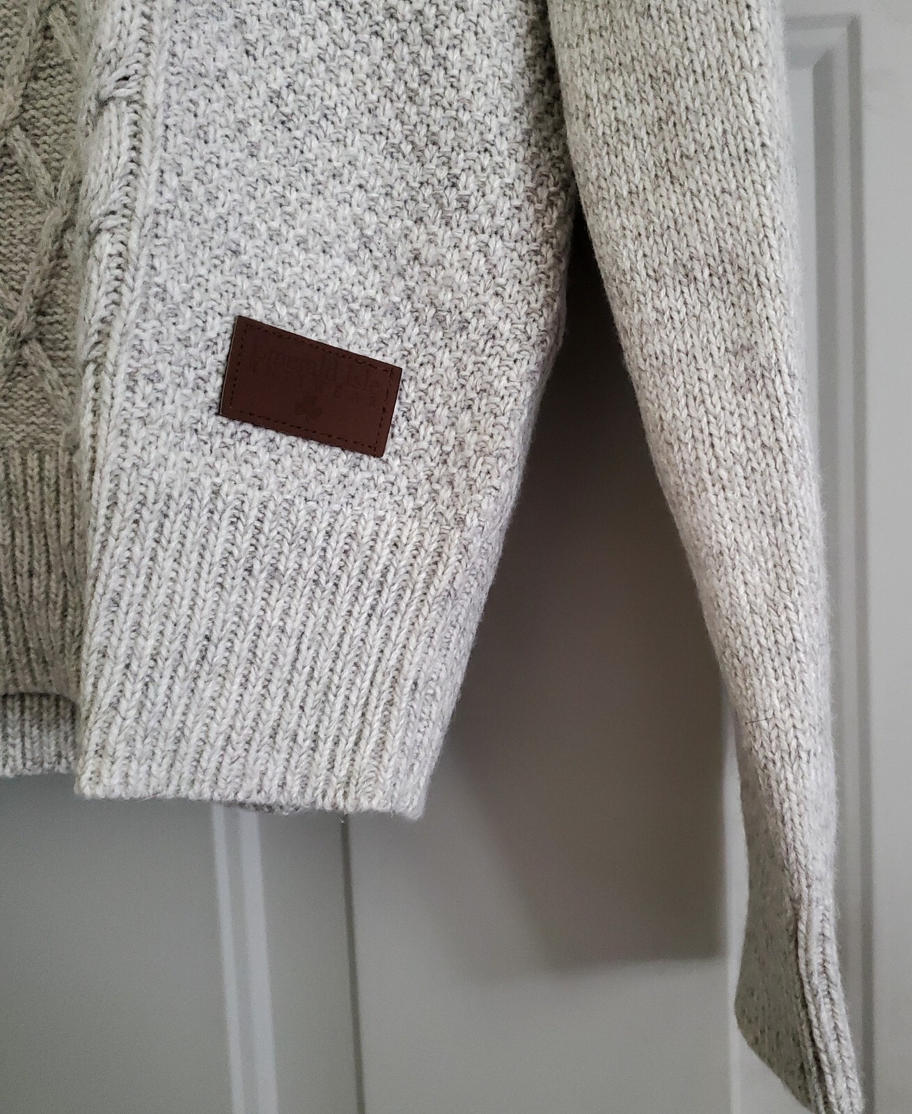 Emerald Isle Knitwear Wool Blend Killarney Shawl Collar Cable Knit Sweater Large