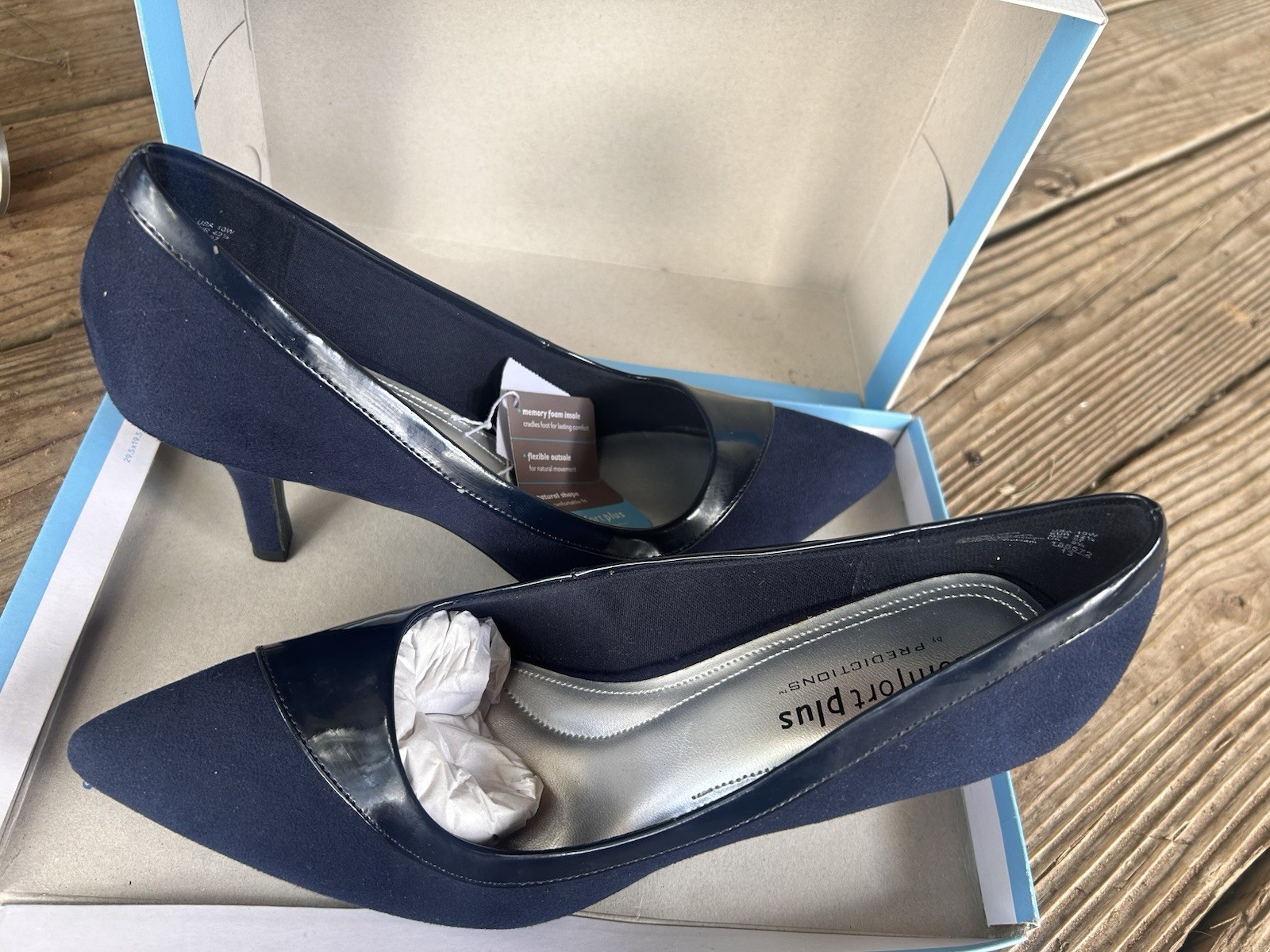 Comfort Plus by Predictions Women’s Navy Synthetic Pointed Toe Slip-On Pumps 10W