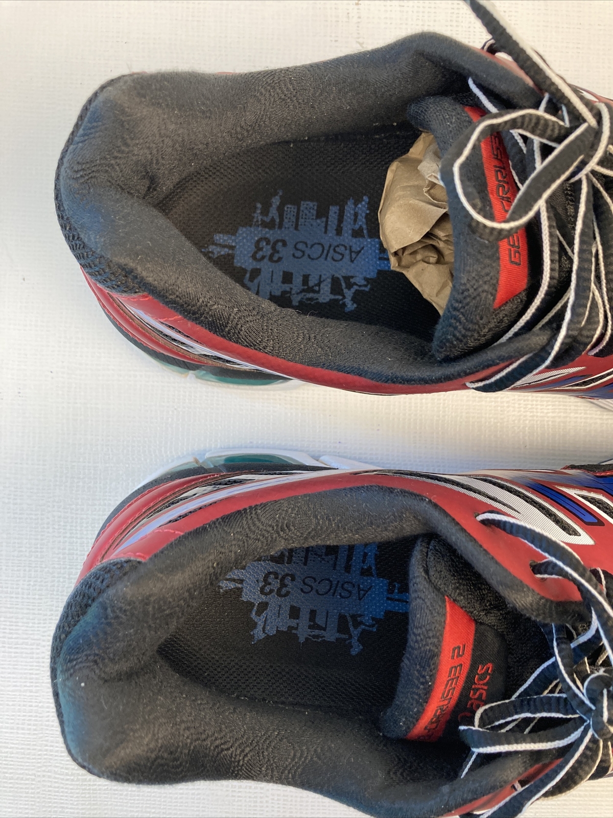 Asics Gel Cirrus33-2 Red Black Blue T314N Running Shoes Men 12.5 EUC HTF RARE