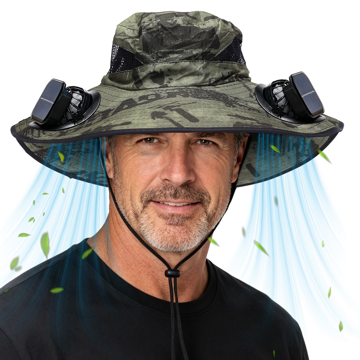 2026 NEW Wide Brim Sun Fishing Hat with 3 Solar & USB Powered Fan UV Protection