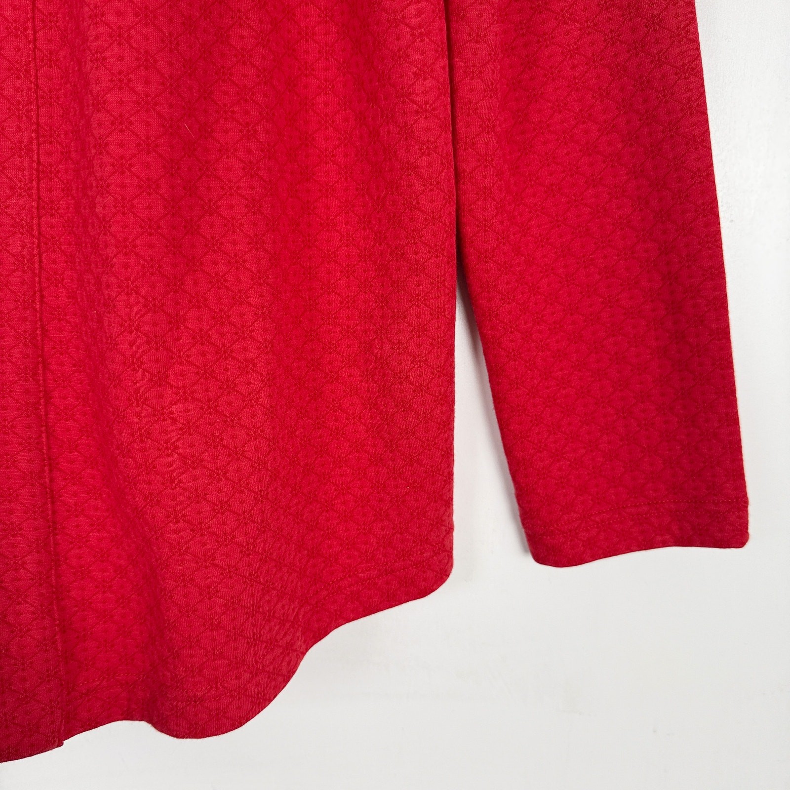J.Jill Open Front Hooded Cardigan Textured Red Cotton – M