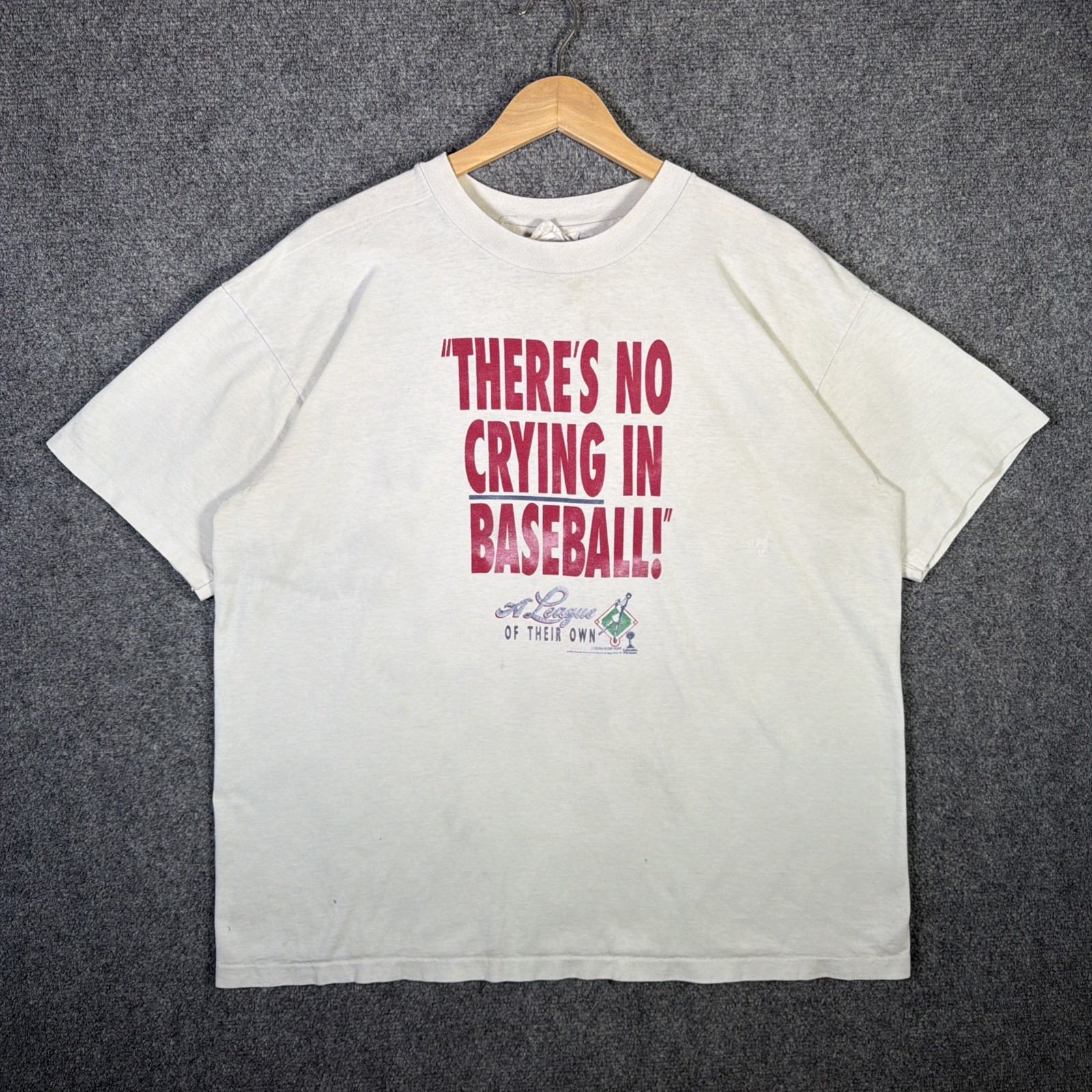 Vintage A League Of Their Own Shirt XL 90s Baseball Movie Promo Quote Crying