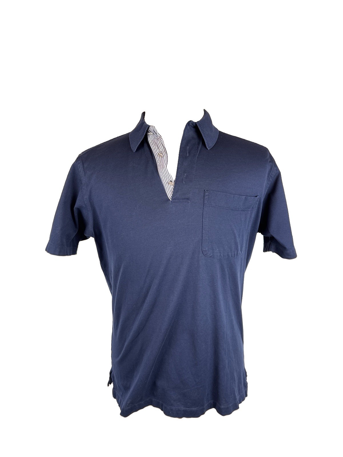 Brioni Sportswear Men’s Button Up Shirt Short Sleeve Size Medium NAVY Blue Italy