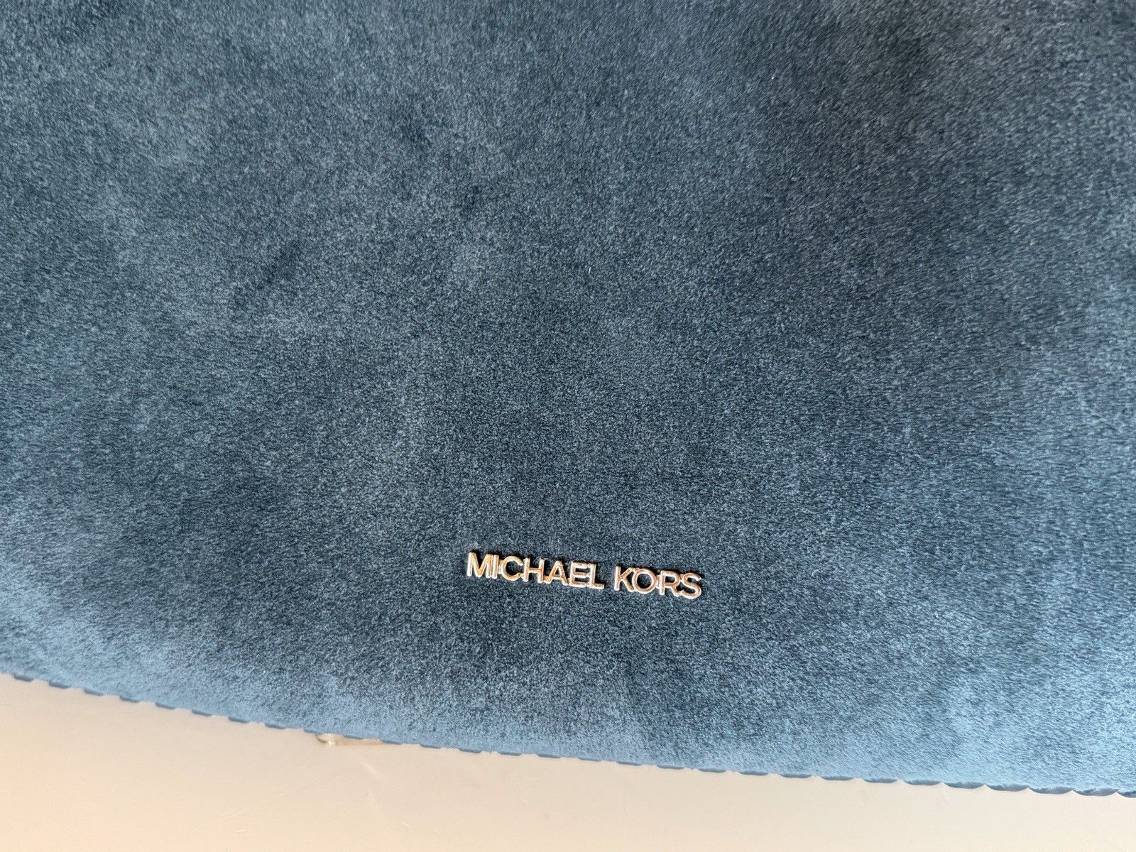Michael Kors Nayla Medium Suede Leather Hobo Shoulder Bag Navy/Silver