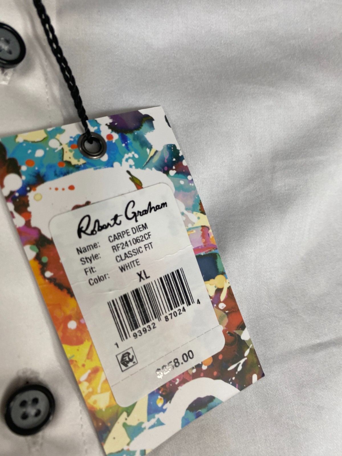 Robert Graham Shirt NWT Button Up Men XL White Carpe Diem Classic Fit NEW $258