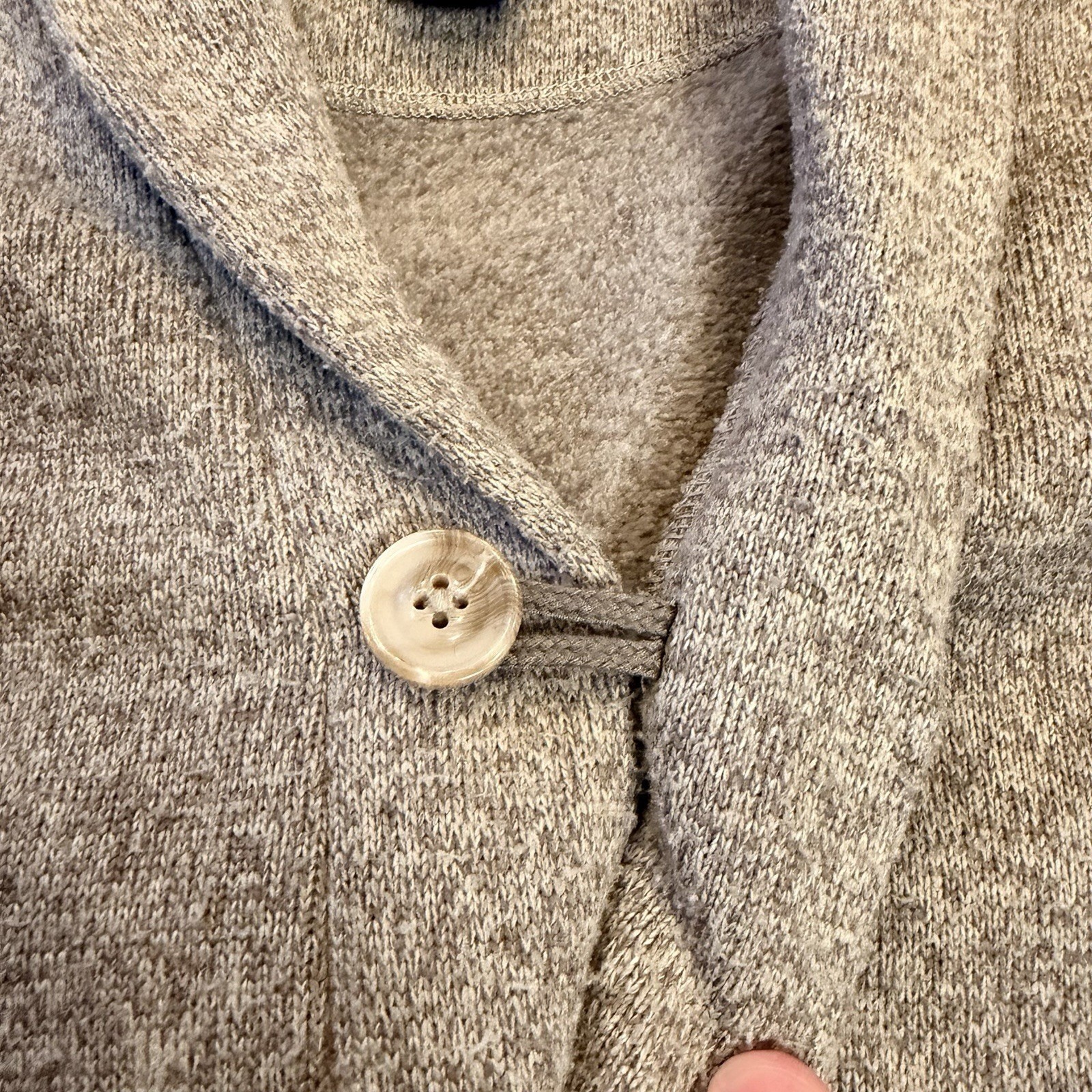 Pendleton Shawl Collar Cardigan Sweater Elbow Patches Medium Oatmeal Tan Grandpa