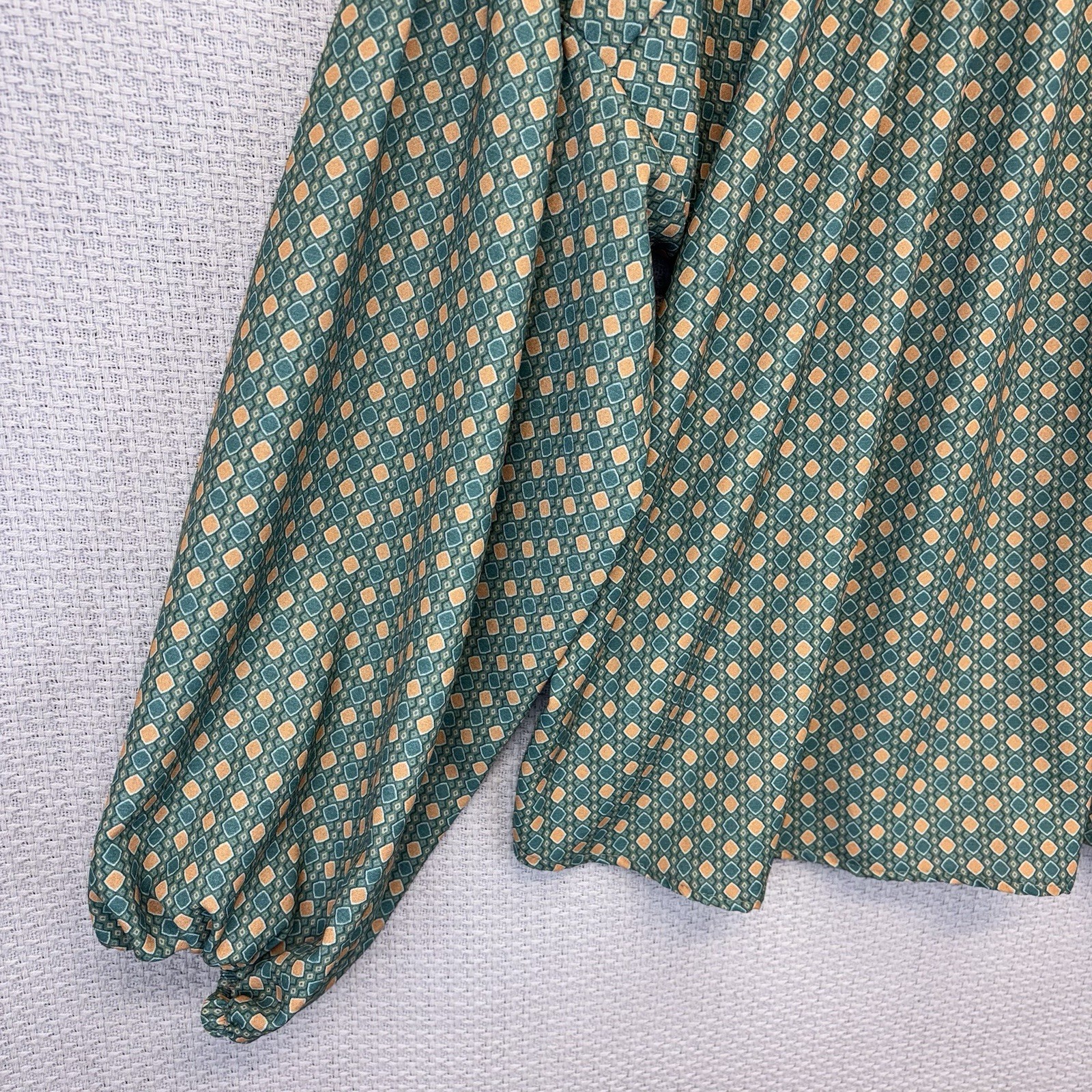 Three Bird Nest Women’s Kendrix Top Blouse Green Yellow Geometric Flowy Boho XL