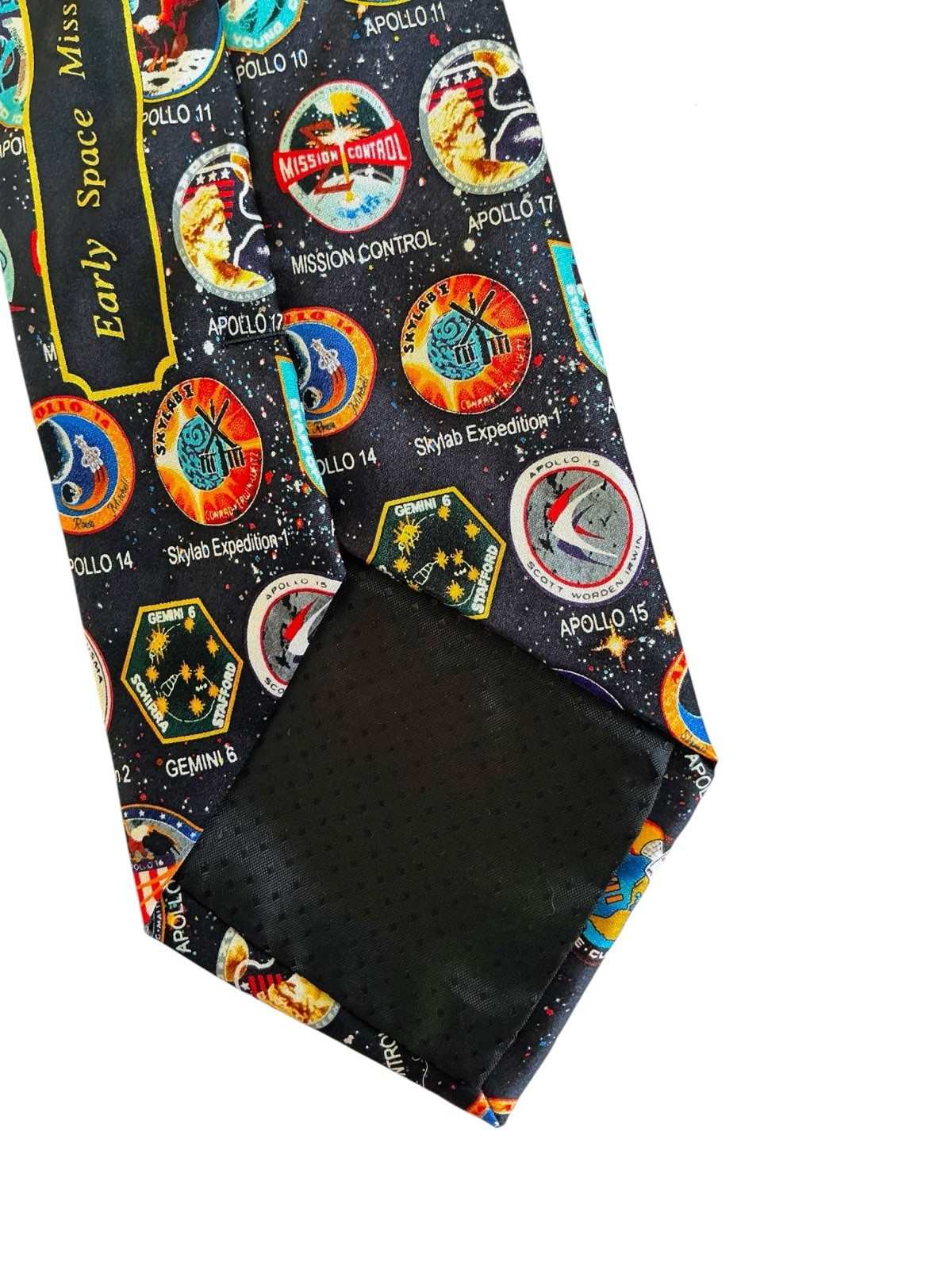 Museum Artifacts Silk Tie Early Space Missions Badges NASA Multicolor Necktie
