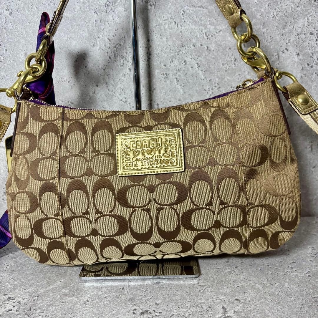 COACH Poppy Signature One Shoulder Bag 2Way Crossbody Charm Y2K Women [LS]