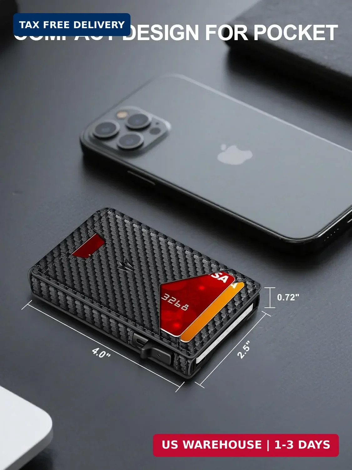 Wallet for Men, Slim Minimalist Wallet with Money Clip & ID Window, RFID Blockin