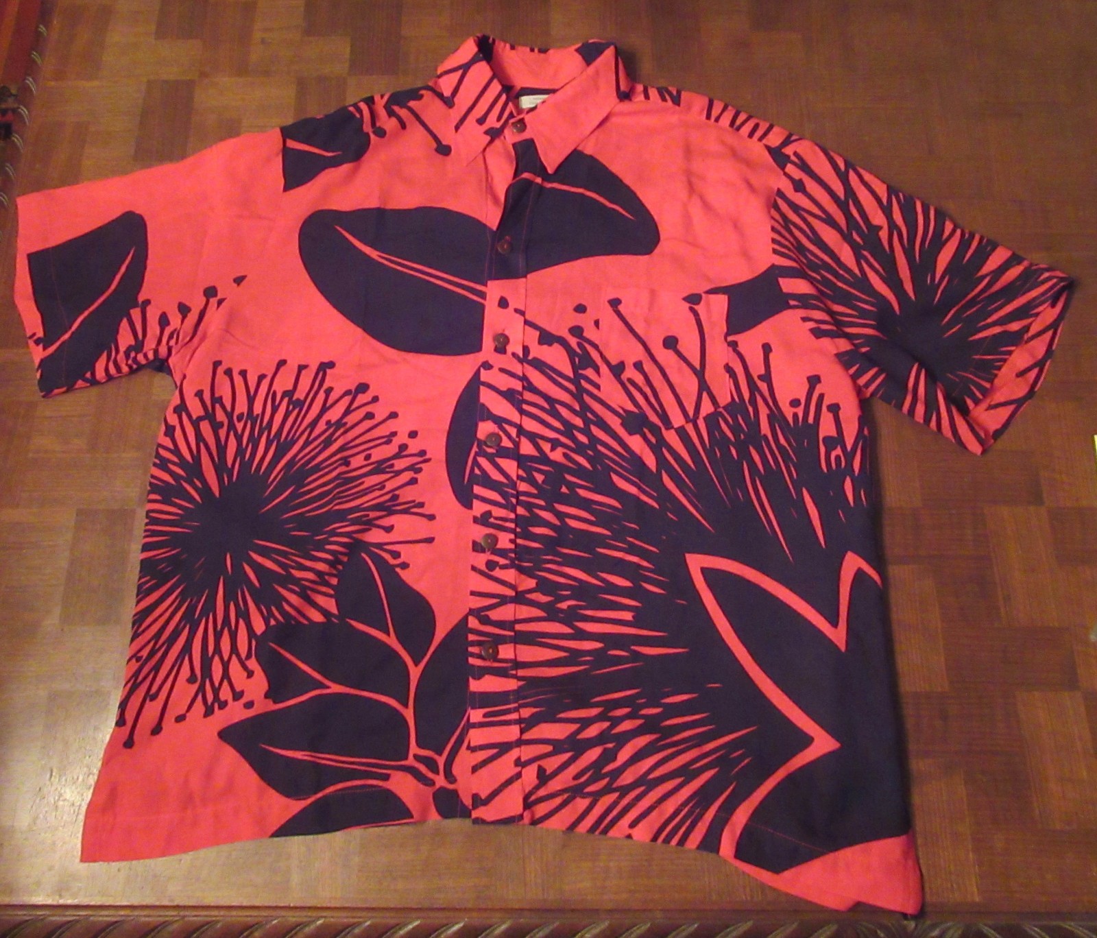 Hailama Kona sea anemone button-front Hawaiian-made shirt 3XL or 2XL