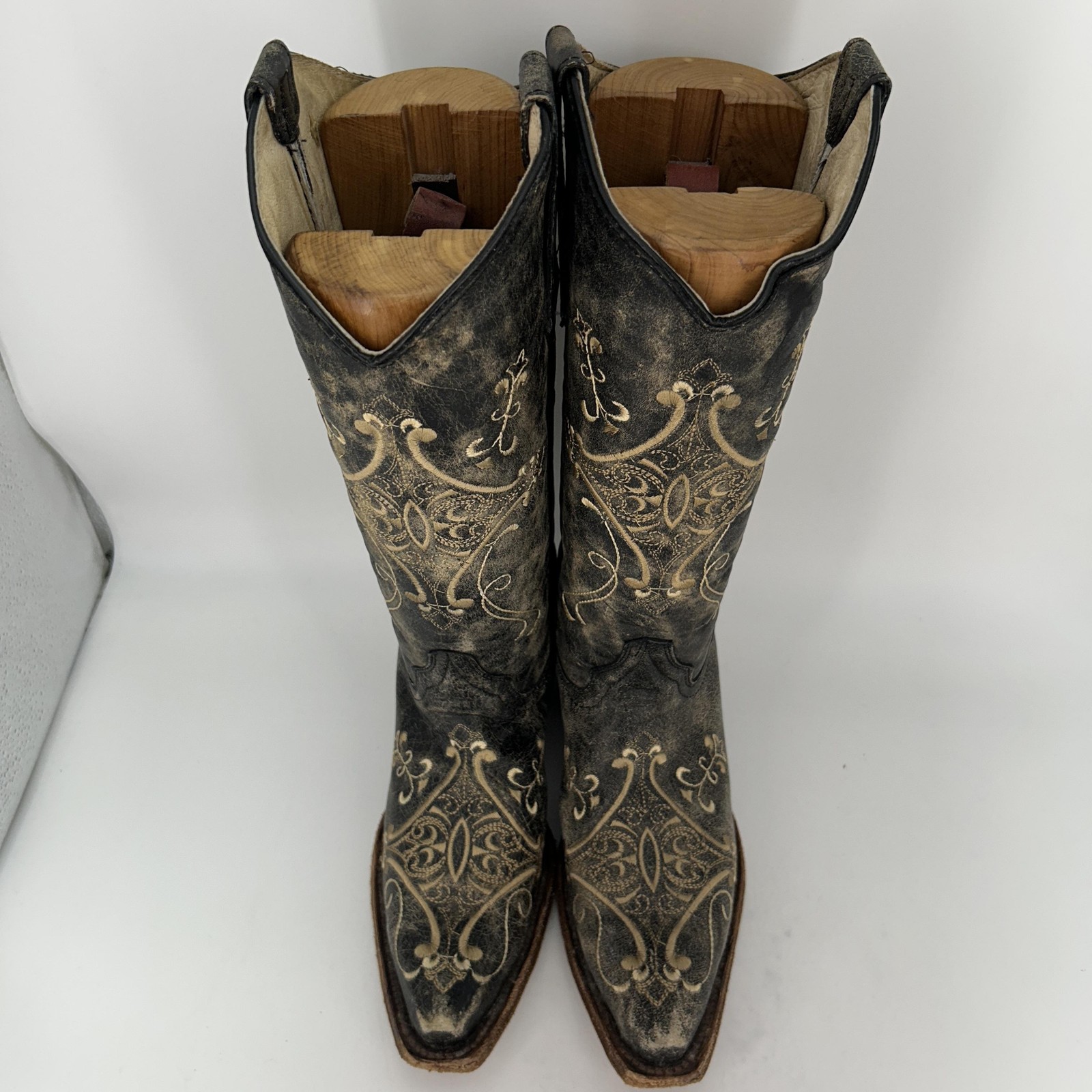 Circle G Boots Womens Size 7.5 L5048 Embroidered Crackle Western Cowgirl Leather