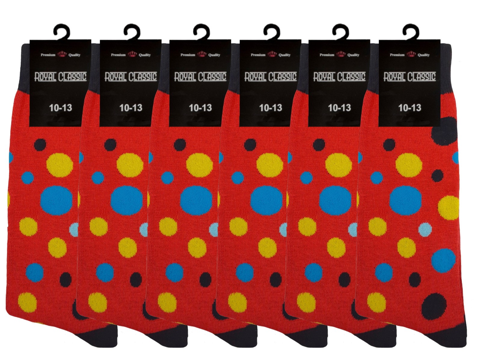 DRESS SOCKS RED BLACK POLKA DOTS COTTON SOCKS 10-13 TRUE TO SIZE