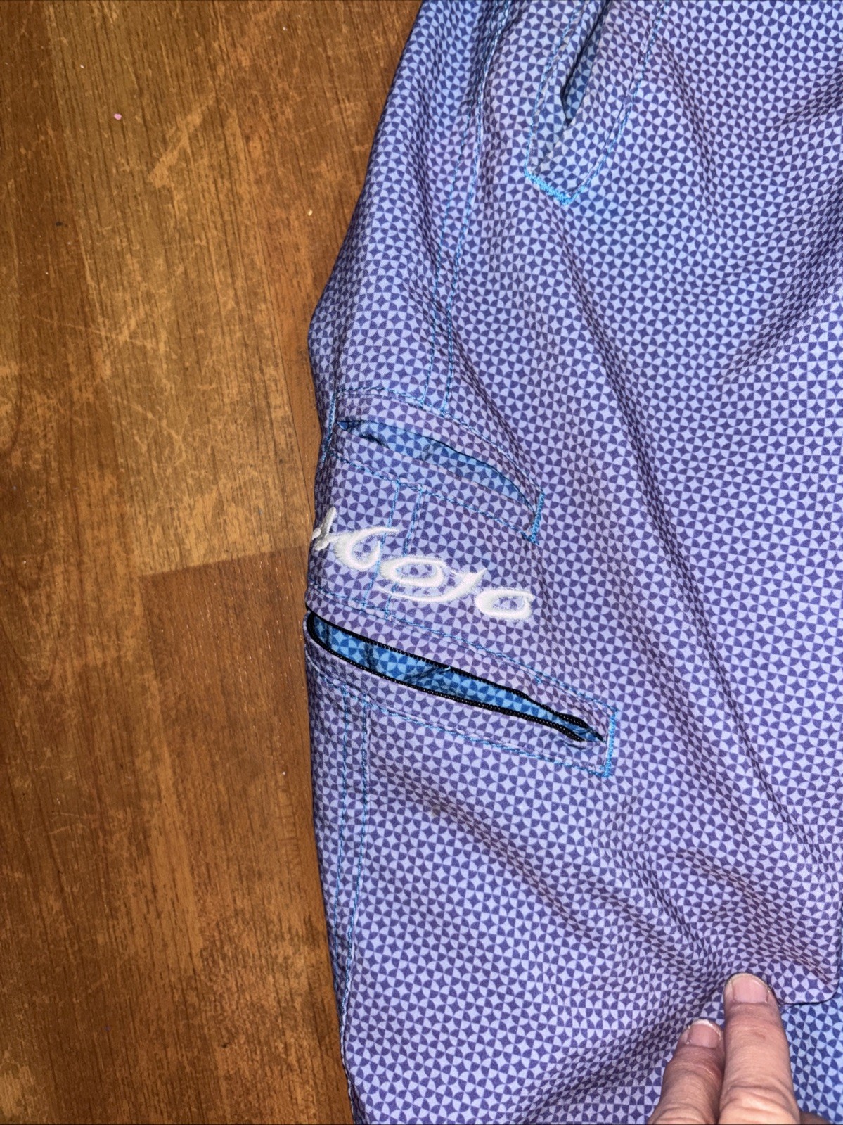 Mojo Fishing Shorts Mens Size34 BlueStretch Board Shorts Geometric 10” inseam