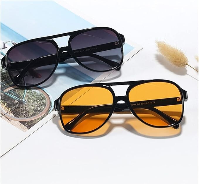 Retro Vintage 70s Sunglasses for Men Women Oversized Yellow Lens Shades