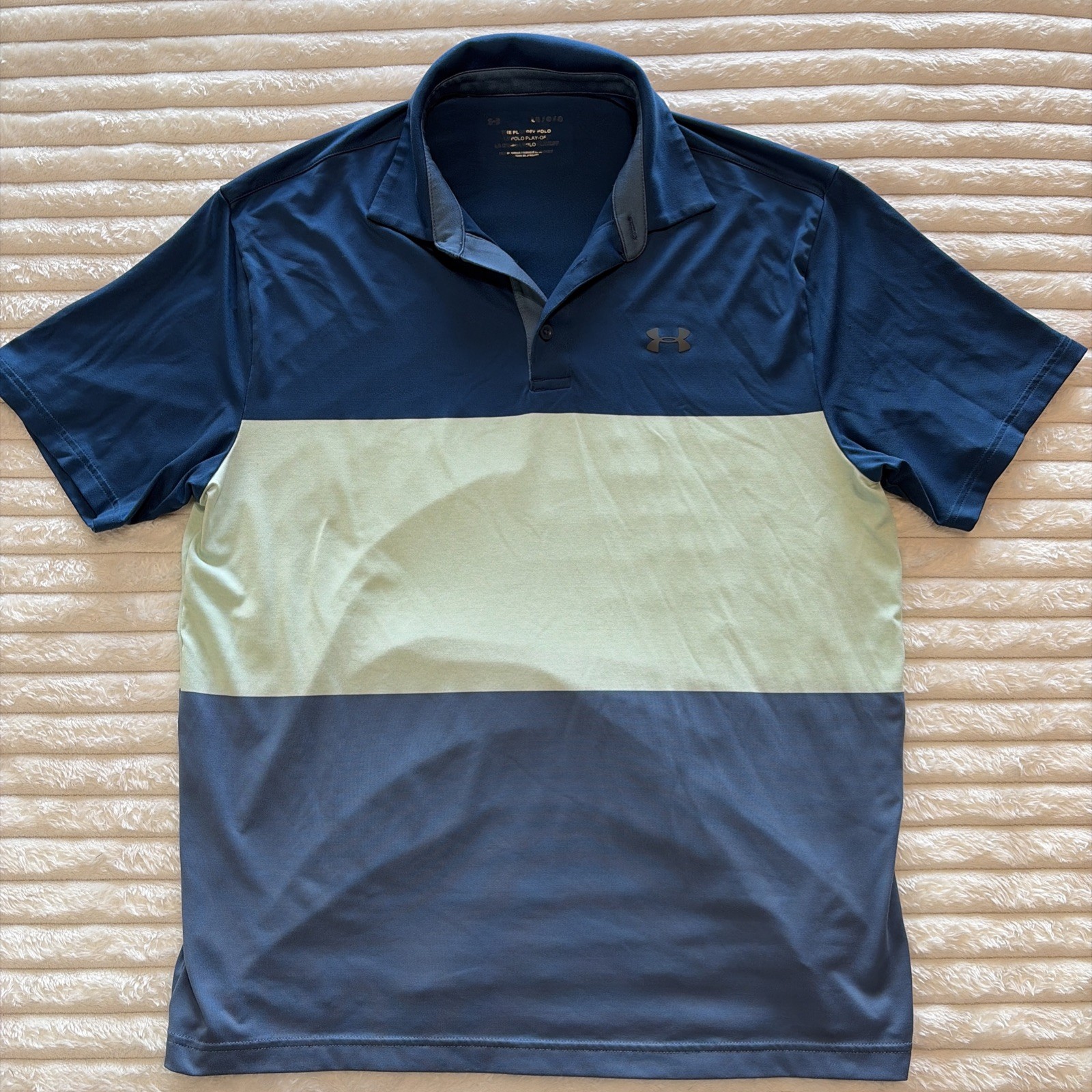 Under Armour The Playoff Polo Men’s Short Sleeve Colorblock “Golf” Shirt Large