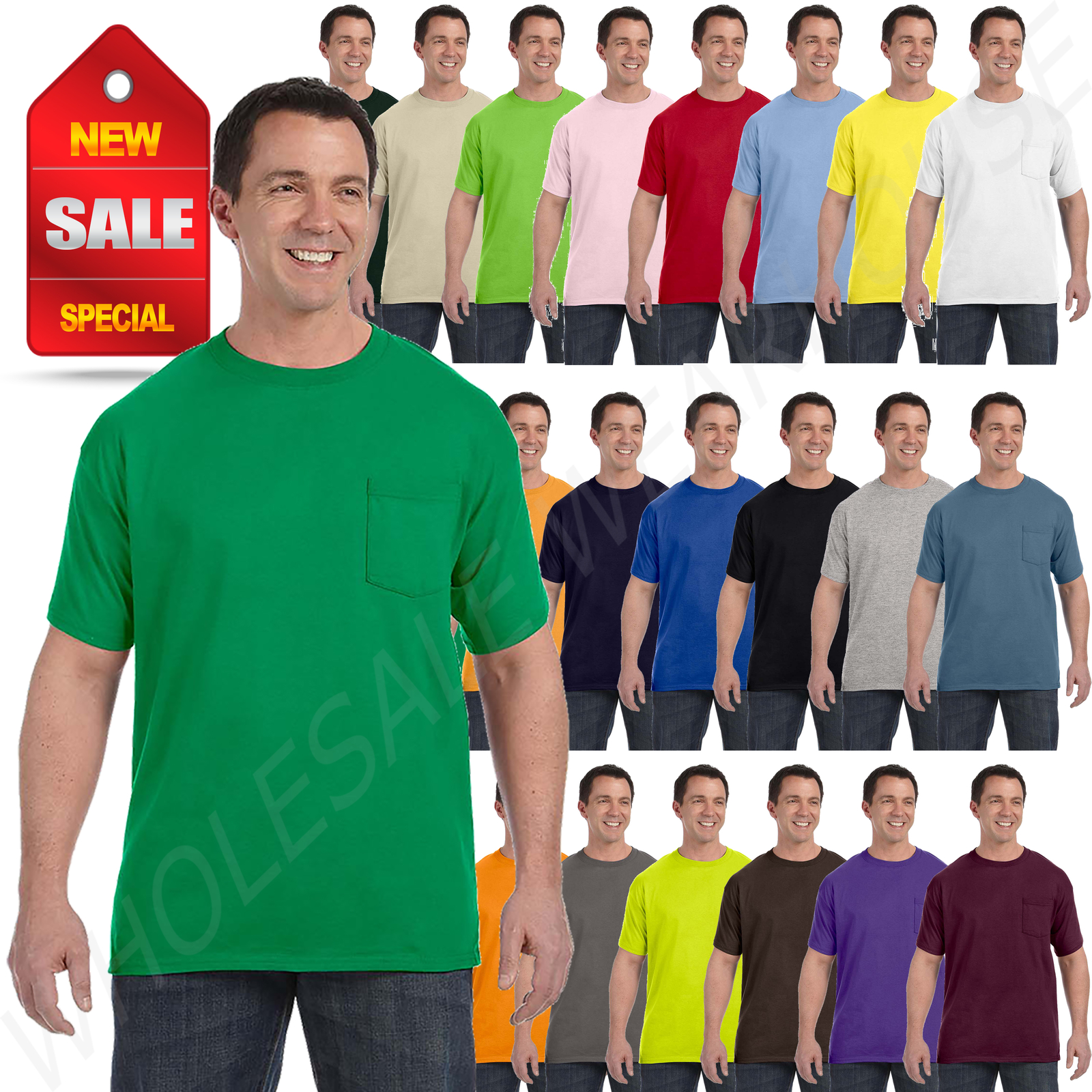 Hanes Mens Authentic Pocket T-Shirt 100% Cotton ComfortSoft Big 2X-3XL H5590
