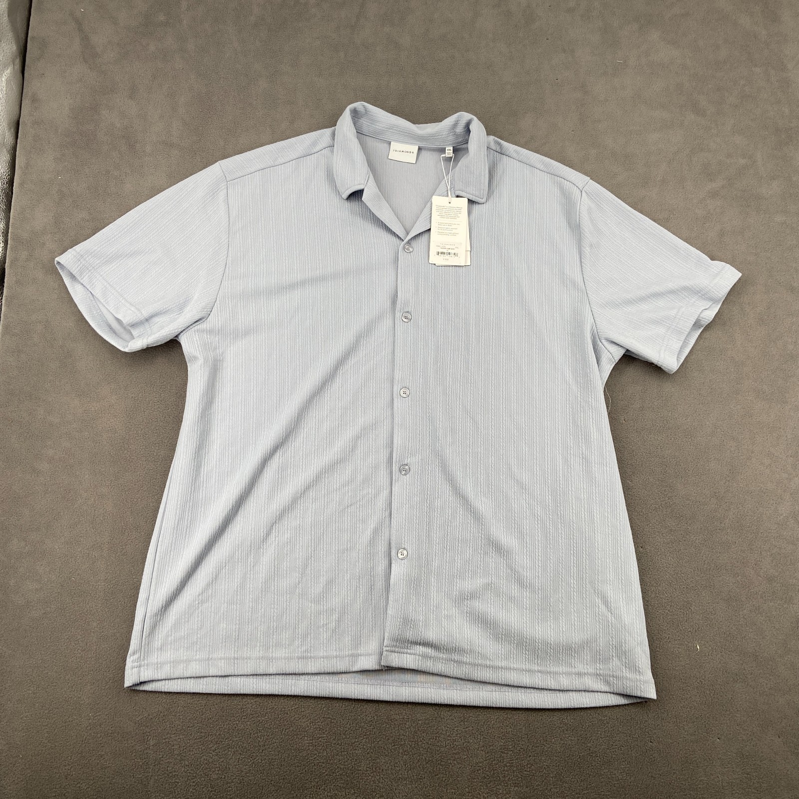 7Diamonds Vaughn Camp Shirt Mens 2XL Light Blue Cotton Knit Button Up Beach