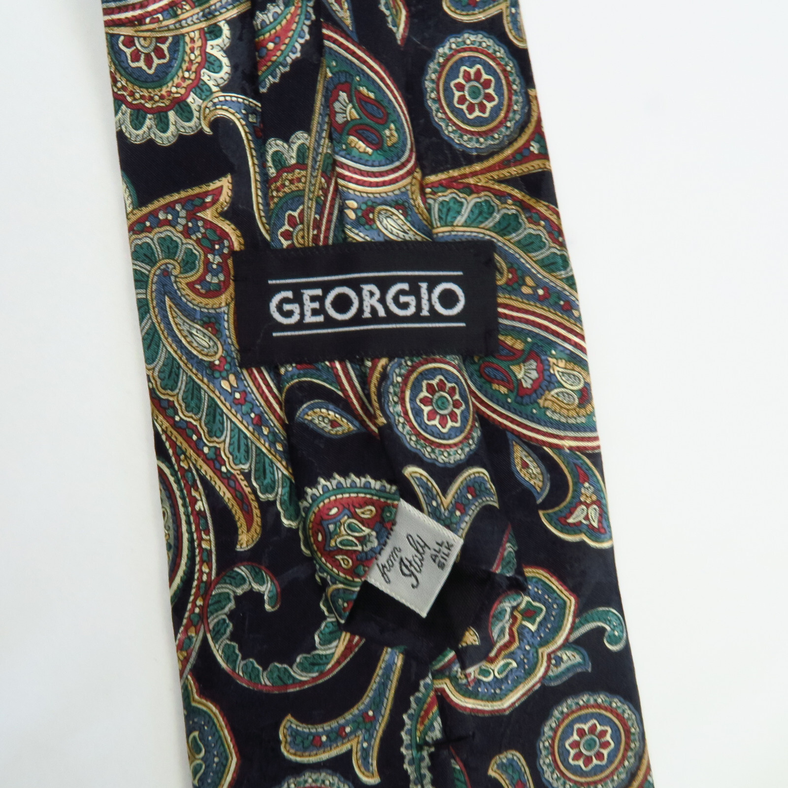 Georgio Black Green Red Multi Paisley Mens Tie 58″ x 3.75″ Classy 80s 90s