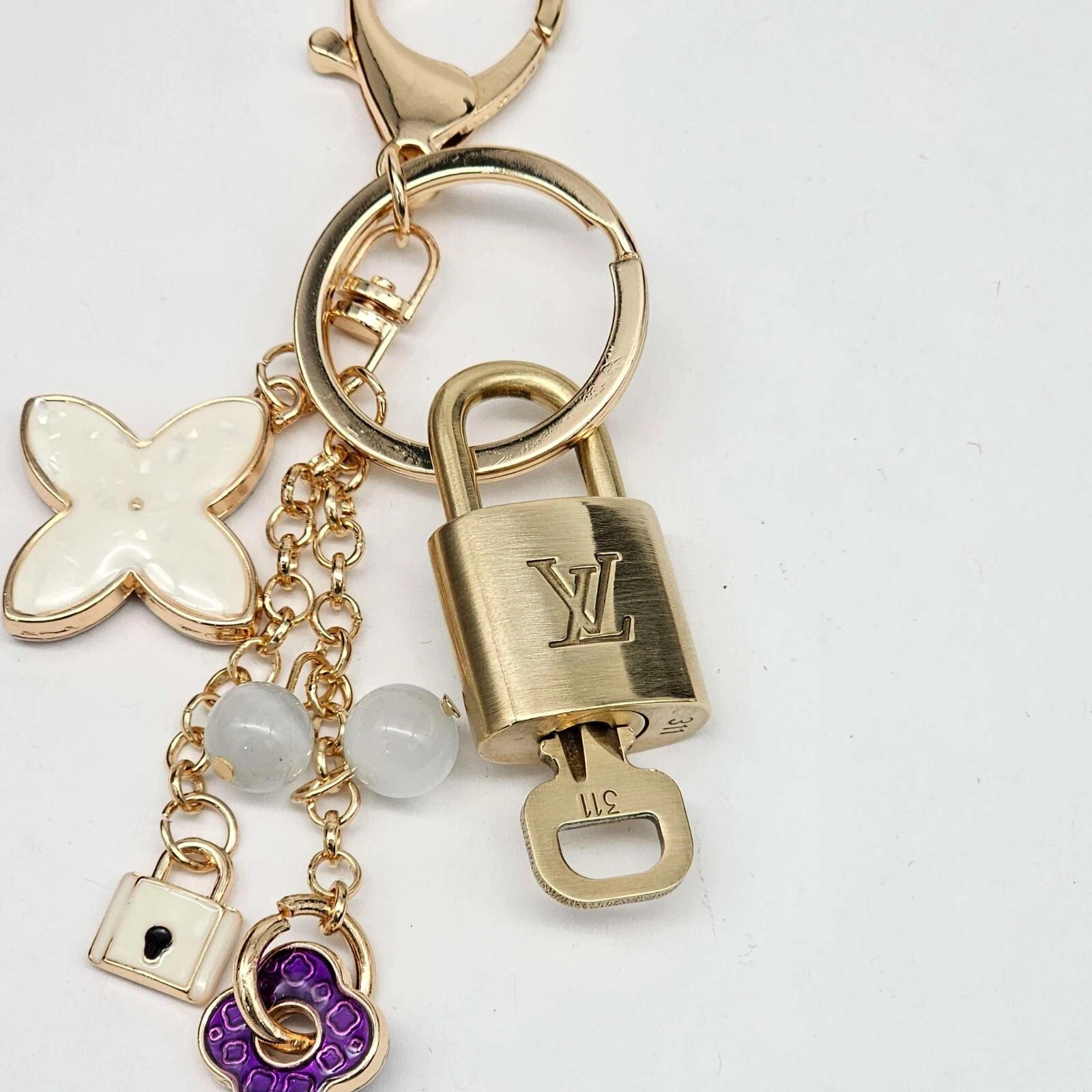 Louis Vuitton Authentic Gold Padlock 🔑 Key + Stylish Unbranded Bag Charm