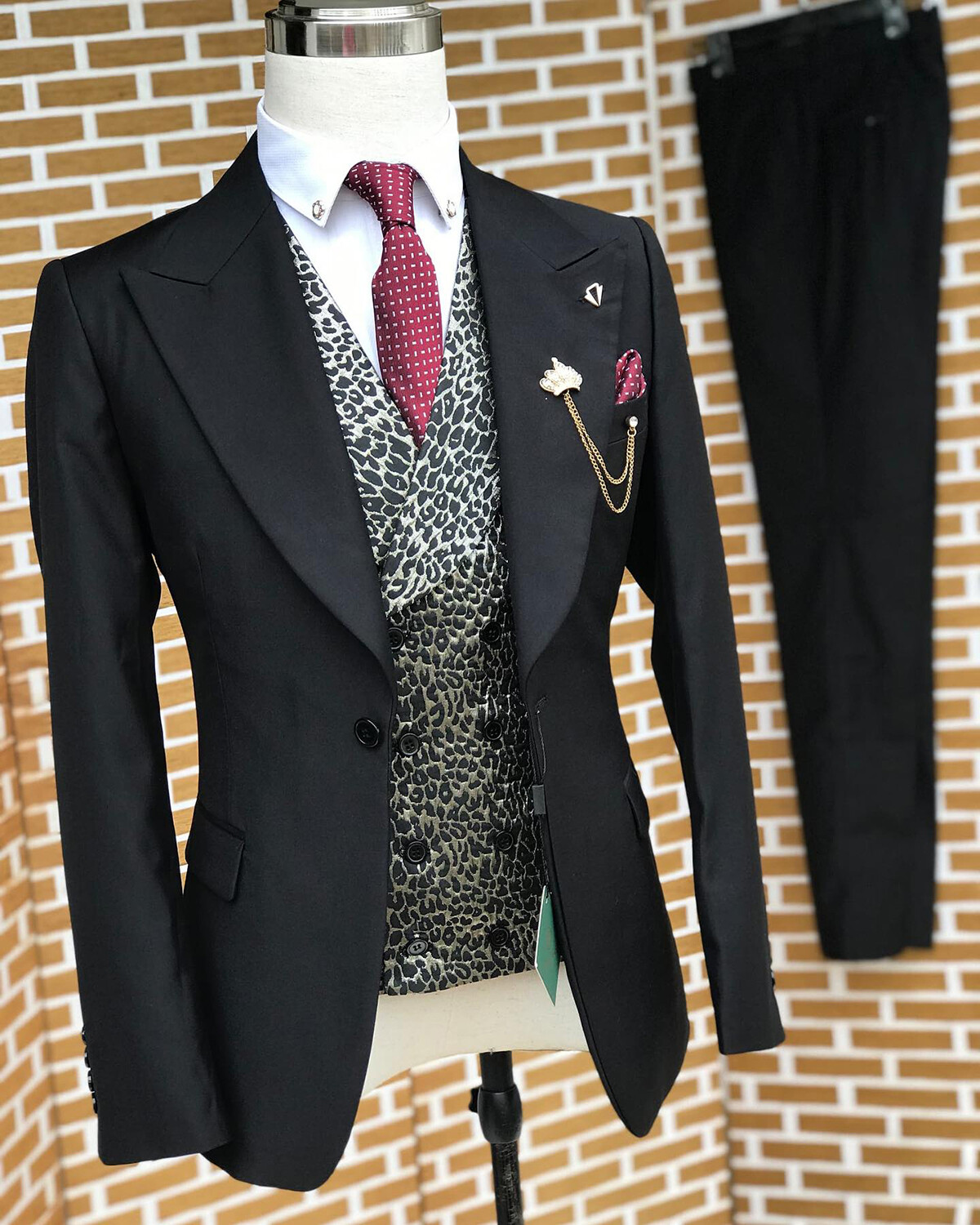 Business Men Suits Jacket Pants Slim Fit Notch Lapel Single Breasted Formal Prom