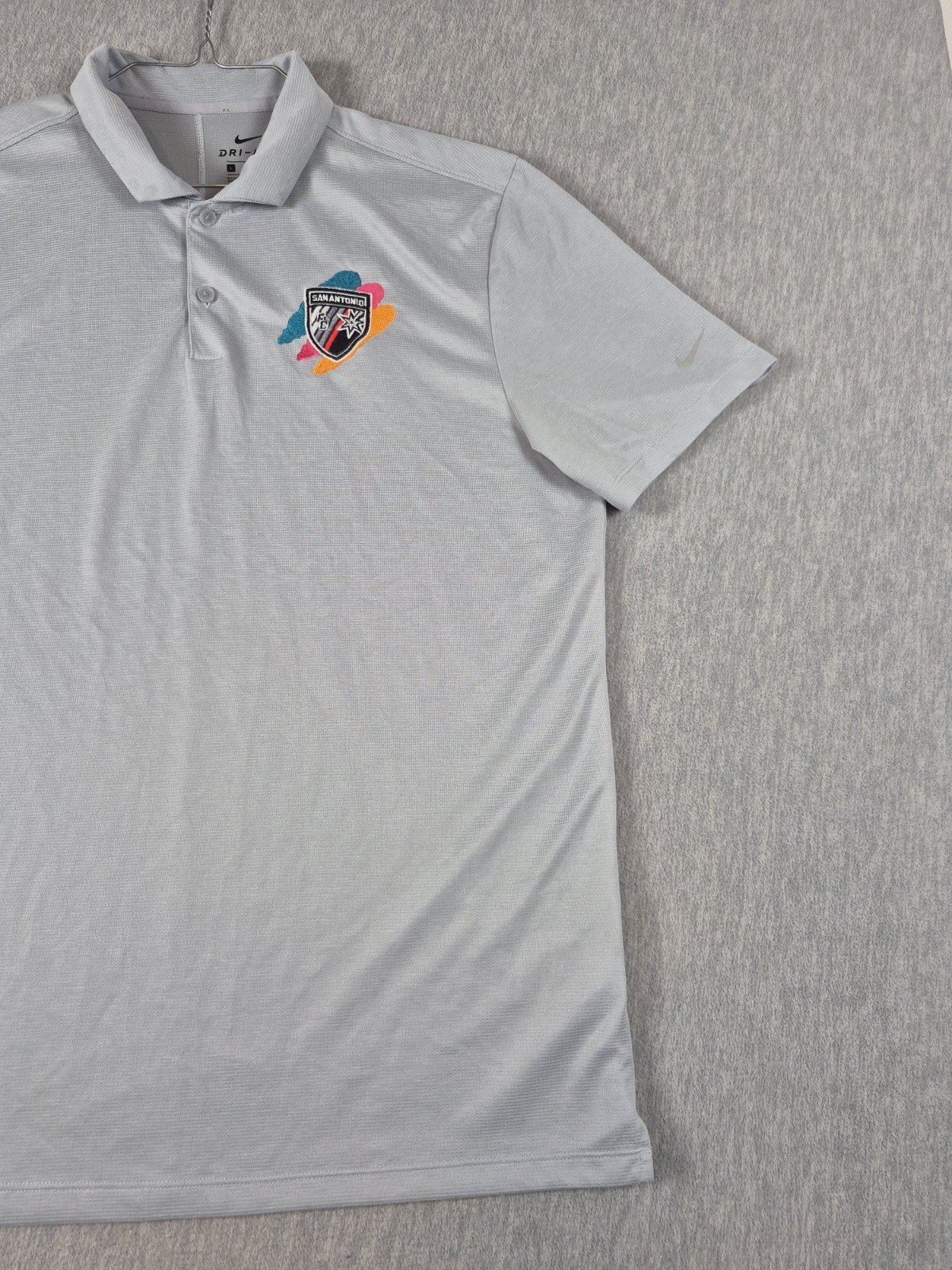 San Antonio Spurs Nike Polo Shirt Dri Fit Men Large Gray SA FC Fiesta Colors