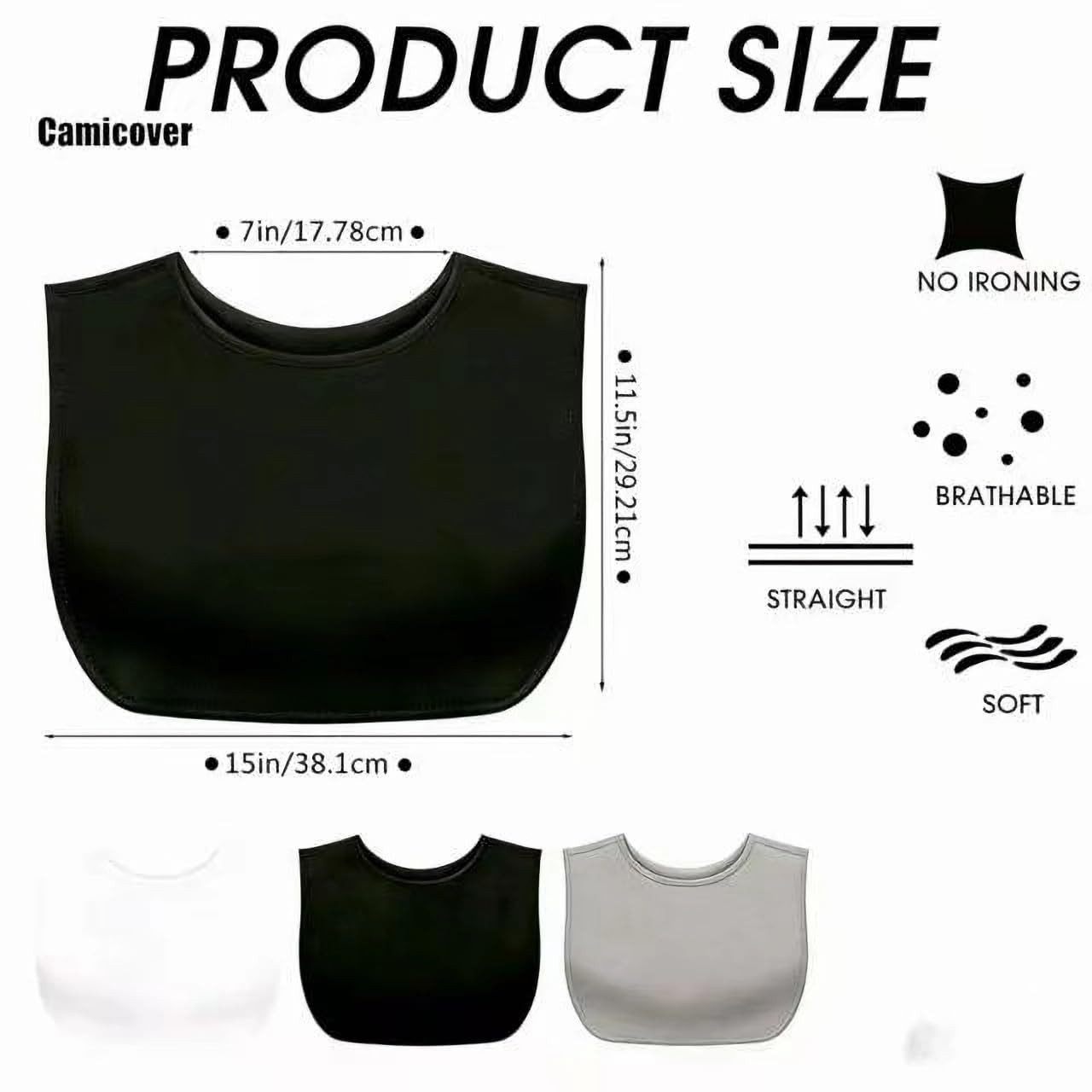 3Pcs Wearable Mock Camisole Bra Inserts – Modesty Panel Vest & Cleavage Cover…