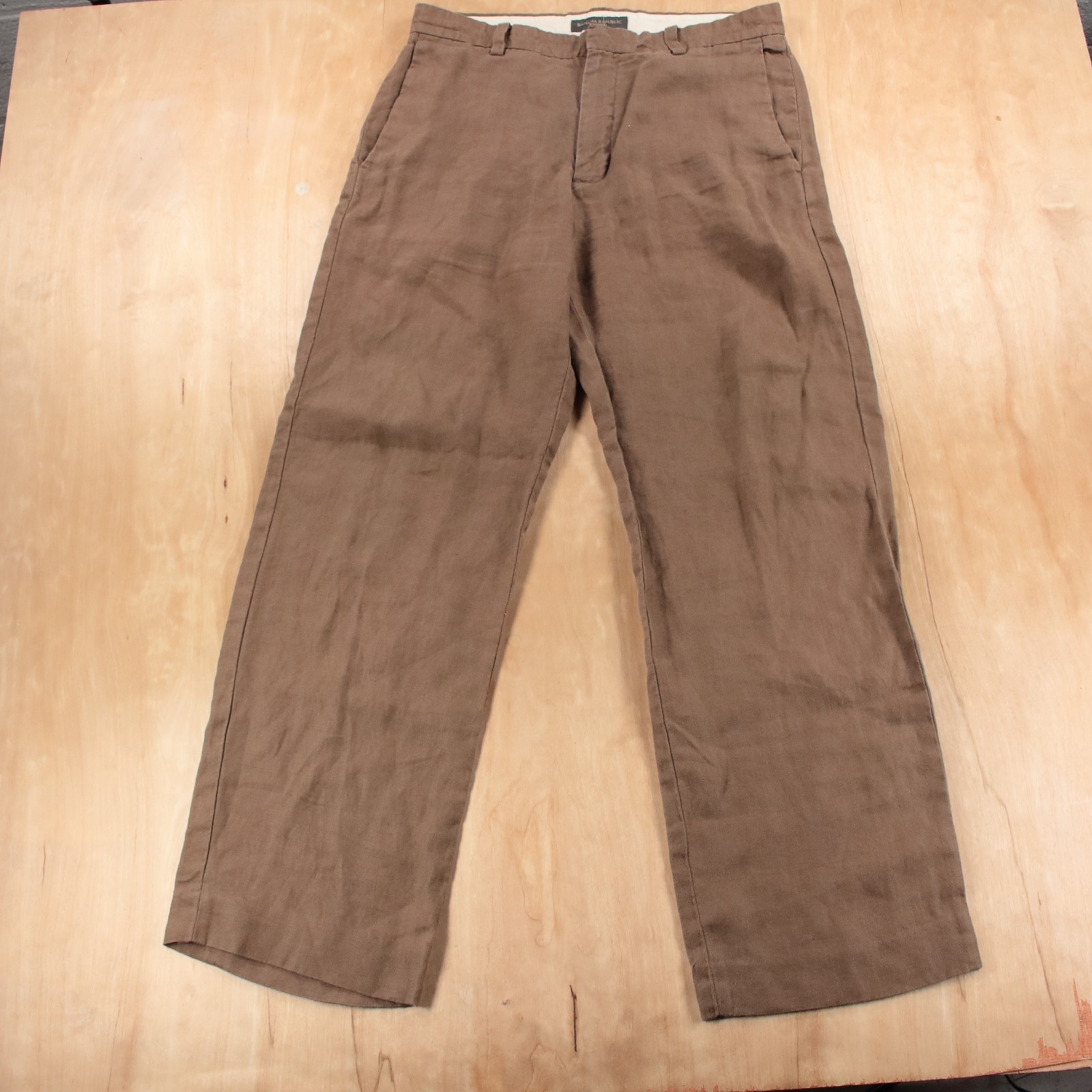 vtg y2k BANANA REPUBLIC Dawson linen flat front chino pants 33×32 tag