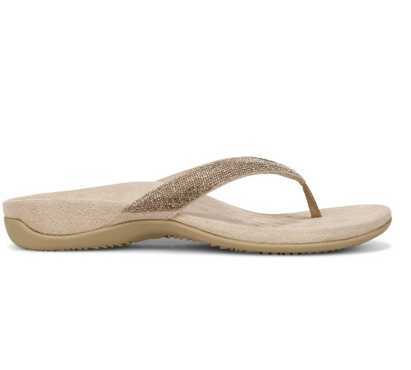 VIONIC Women’s Dillon Shine Toe Post Sandal, Champagne (NEW WT)