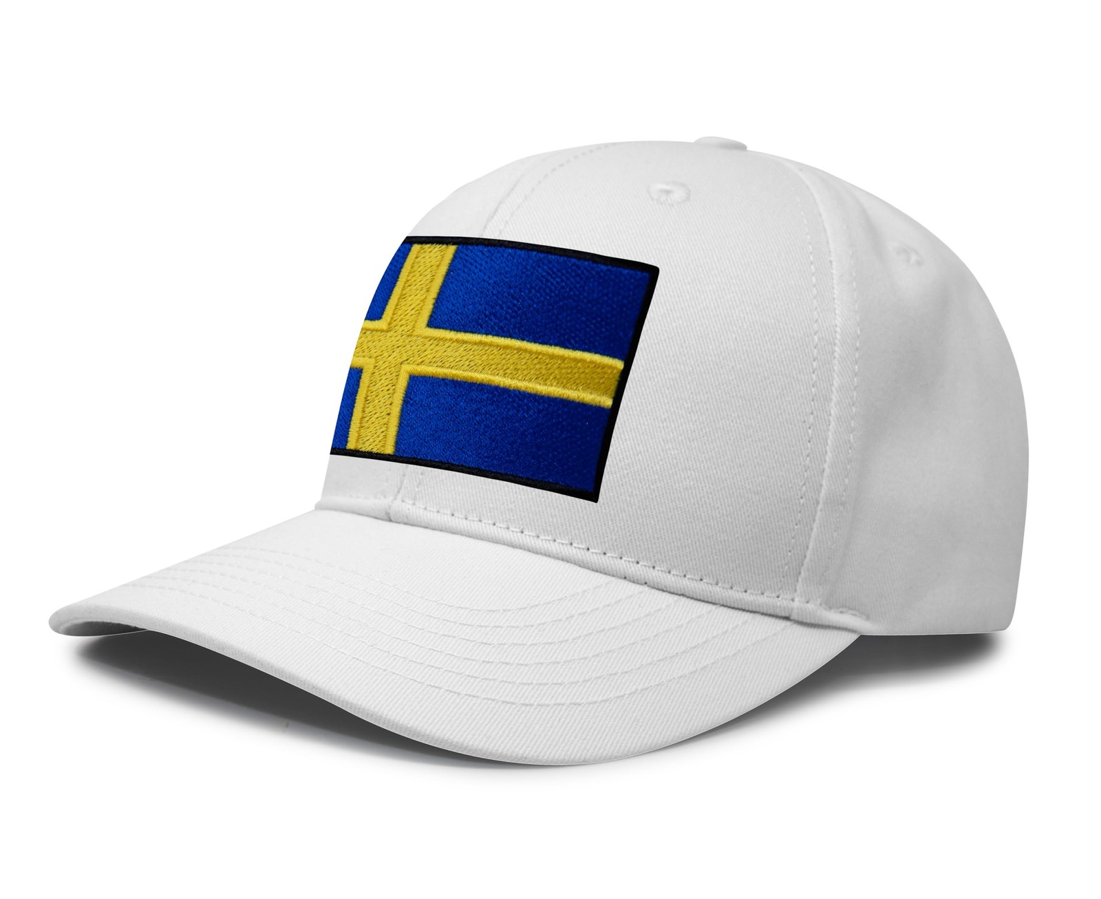 Swedish Flag Hat for Men and Women – Snapback Trucker Baseball Cap (All White)