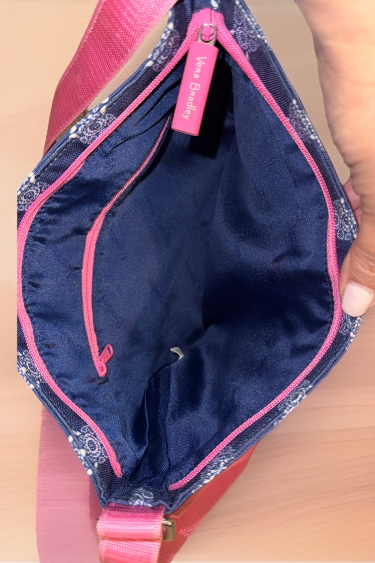 Vera Bradley Nylon Triple Hipster Crossbody Bag Sea Turtle Blue/Pink~Retired