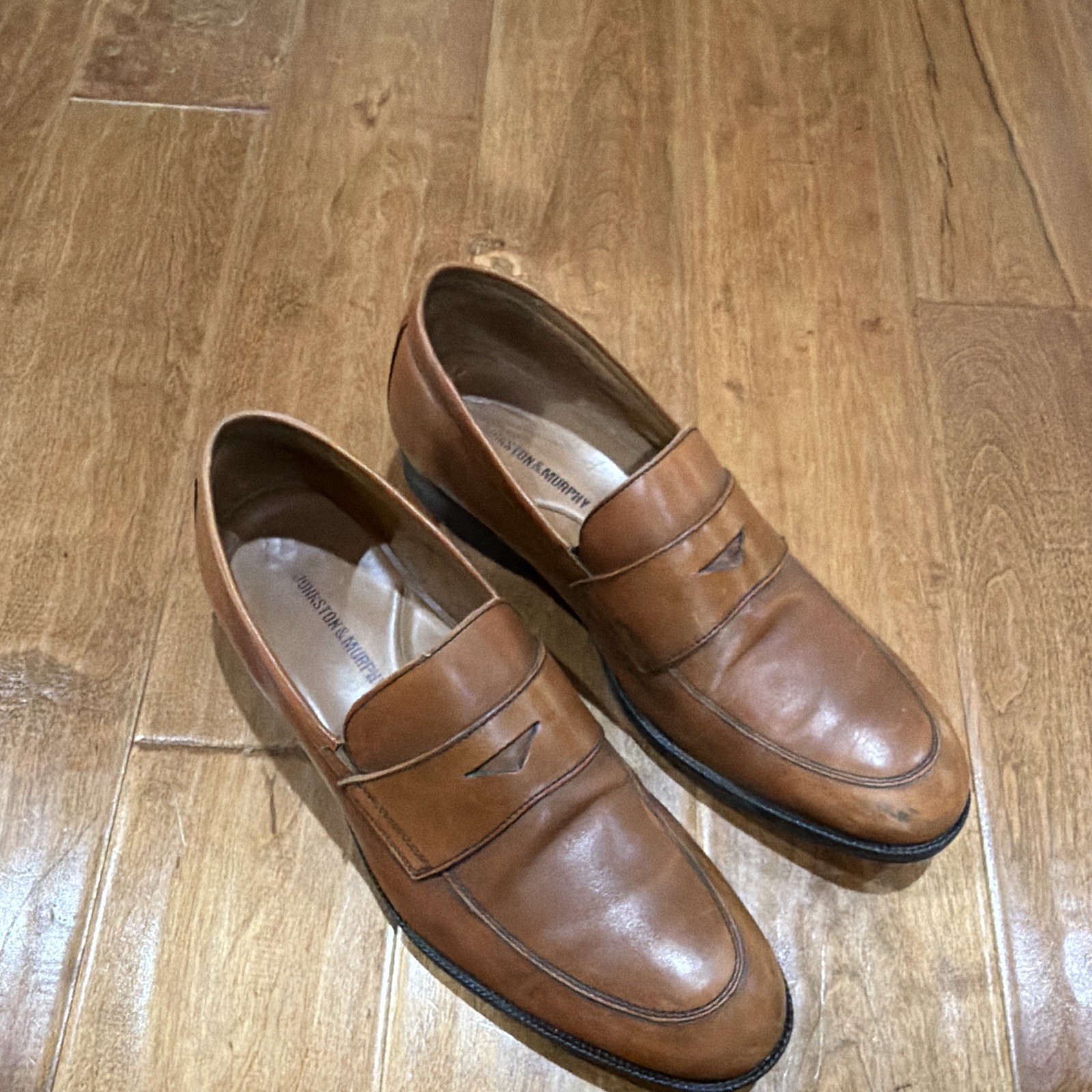 Johnston & Murphy Men’s Brown Leather Penny Loafer Slip-On Dress Shoes 10.5M