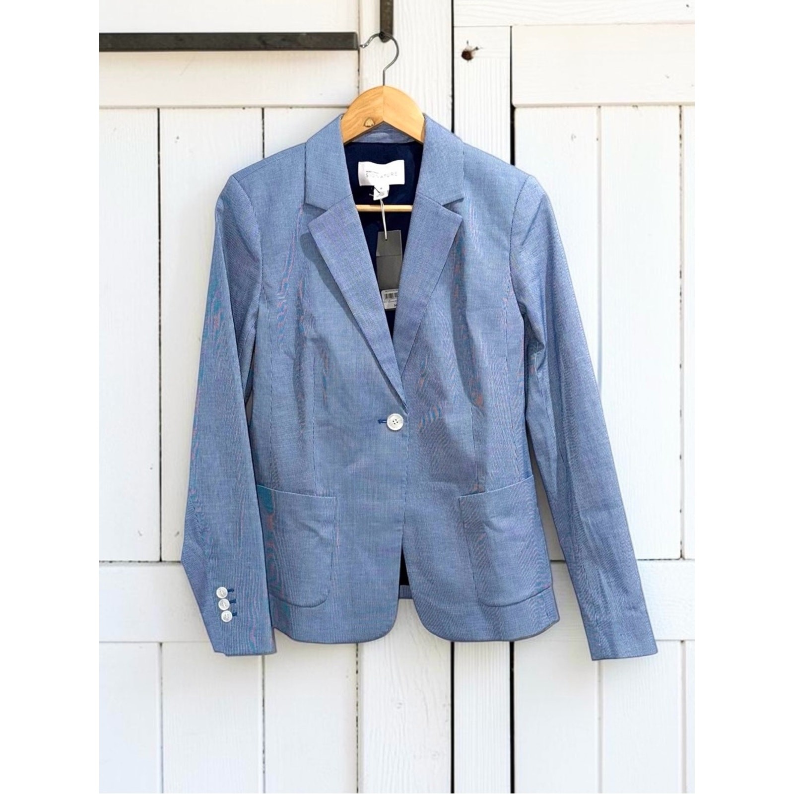 Nordstrom NWT Blue Pinstripe Railroad Tailored Women’s Blazer Size Medium