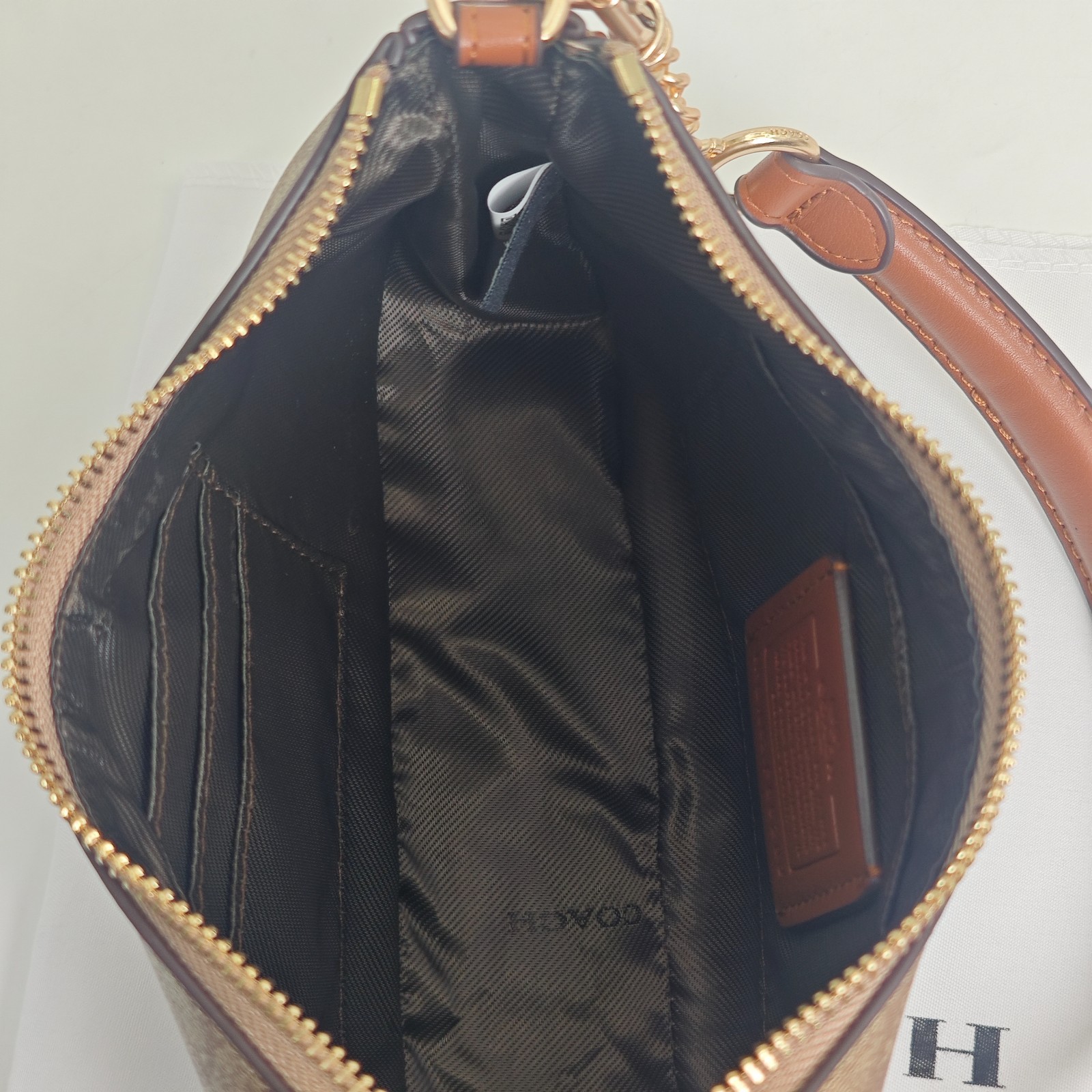 Coach Teri Brown Signature Canvas Shoulder Bag Women Everyday Purse