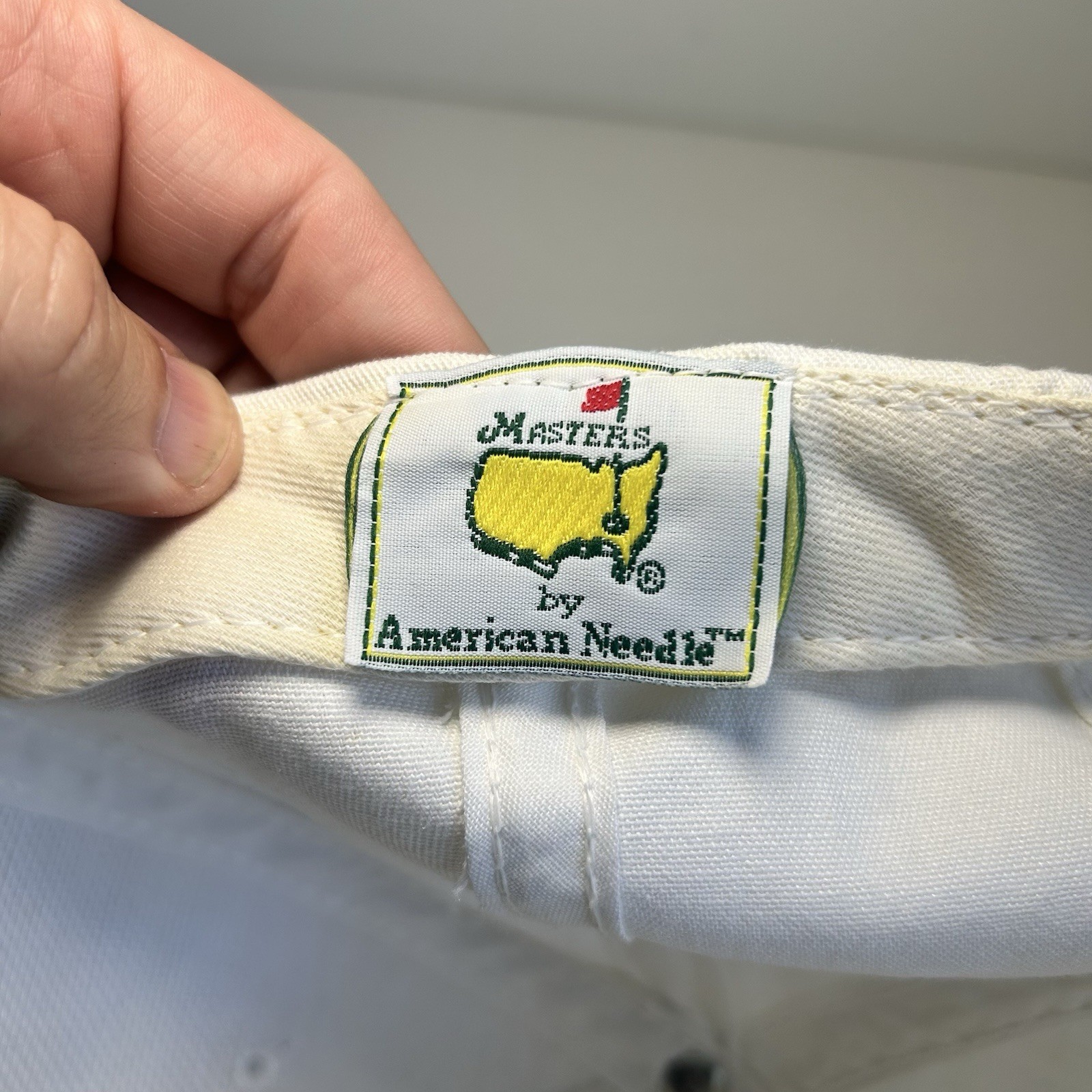 Vintage American Needle Masters Golf Hat White Leather Strapback 90’s RARE
