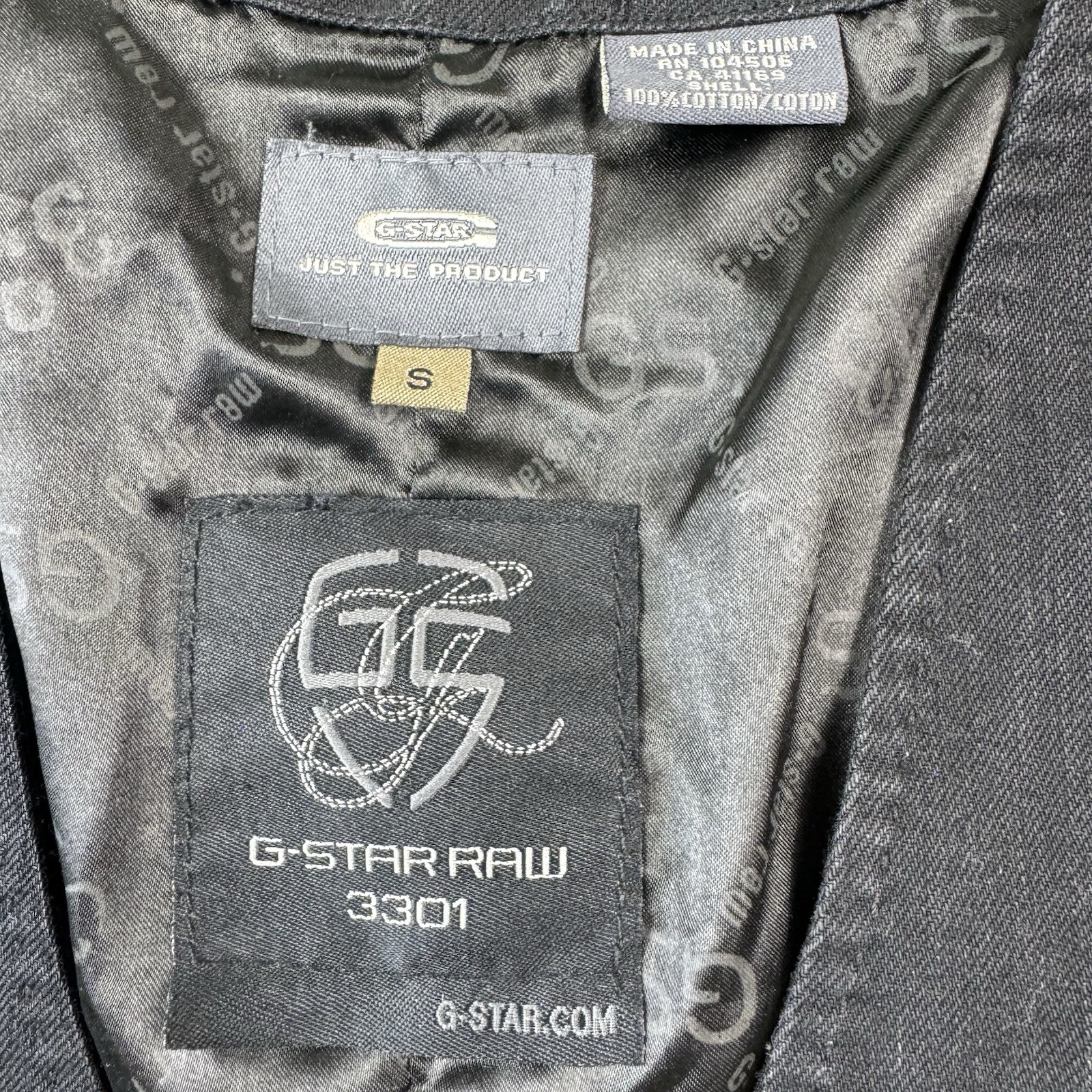 G-Star Raw Black Denim 3301 Metal Button Waistcoat Size Small S