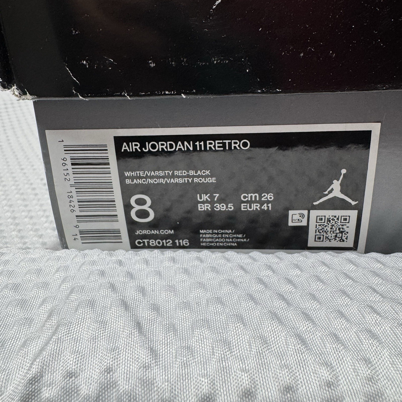 Jordan 11 Retro High Cherry 8 Pre-Owned CT8012-116 Red White W Box Lace Issue