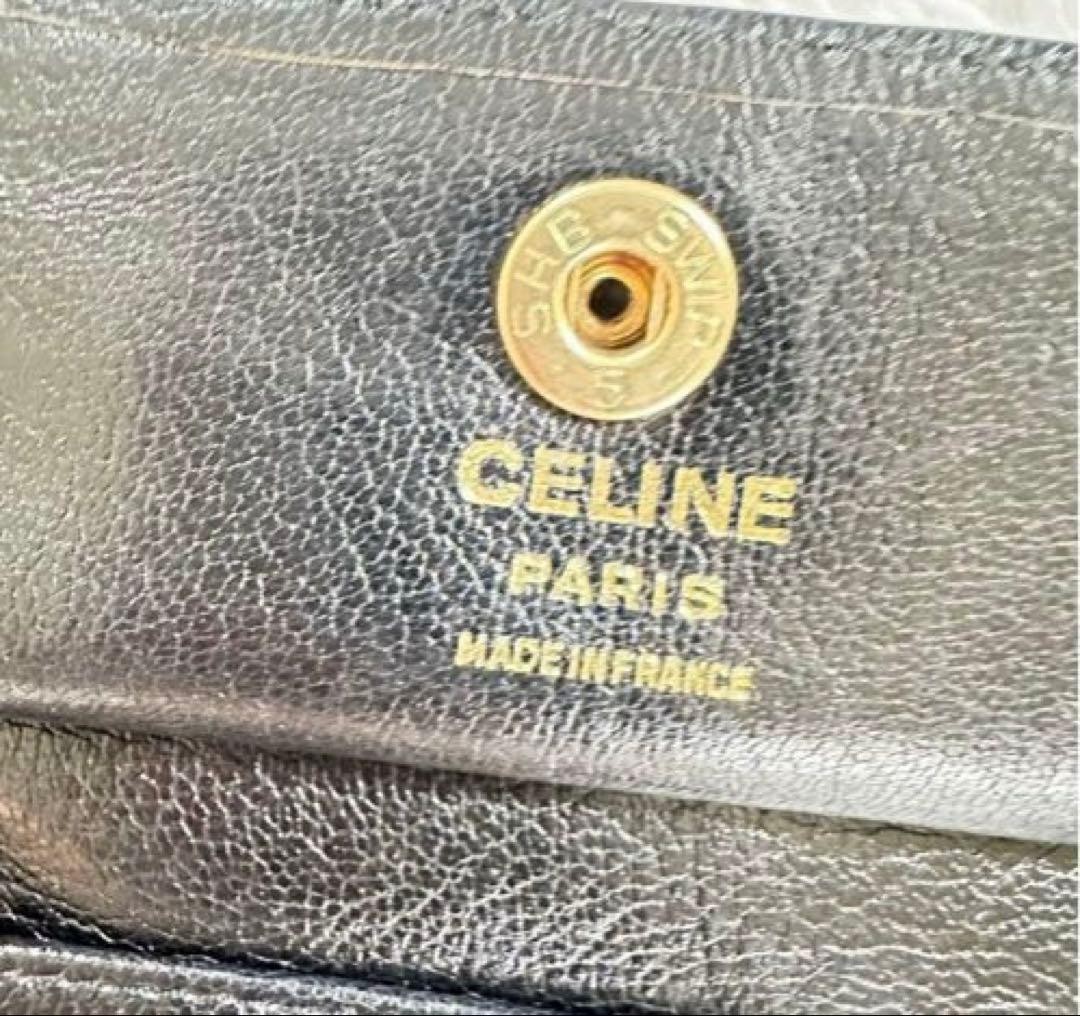 CELINE Leather Camera Shoulder Black Horse Carriage Hardware Used From Japan